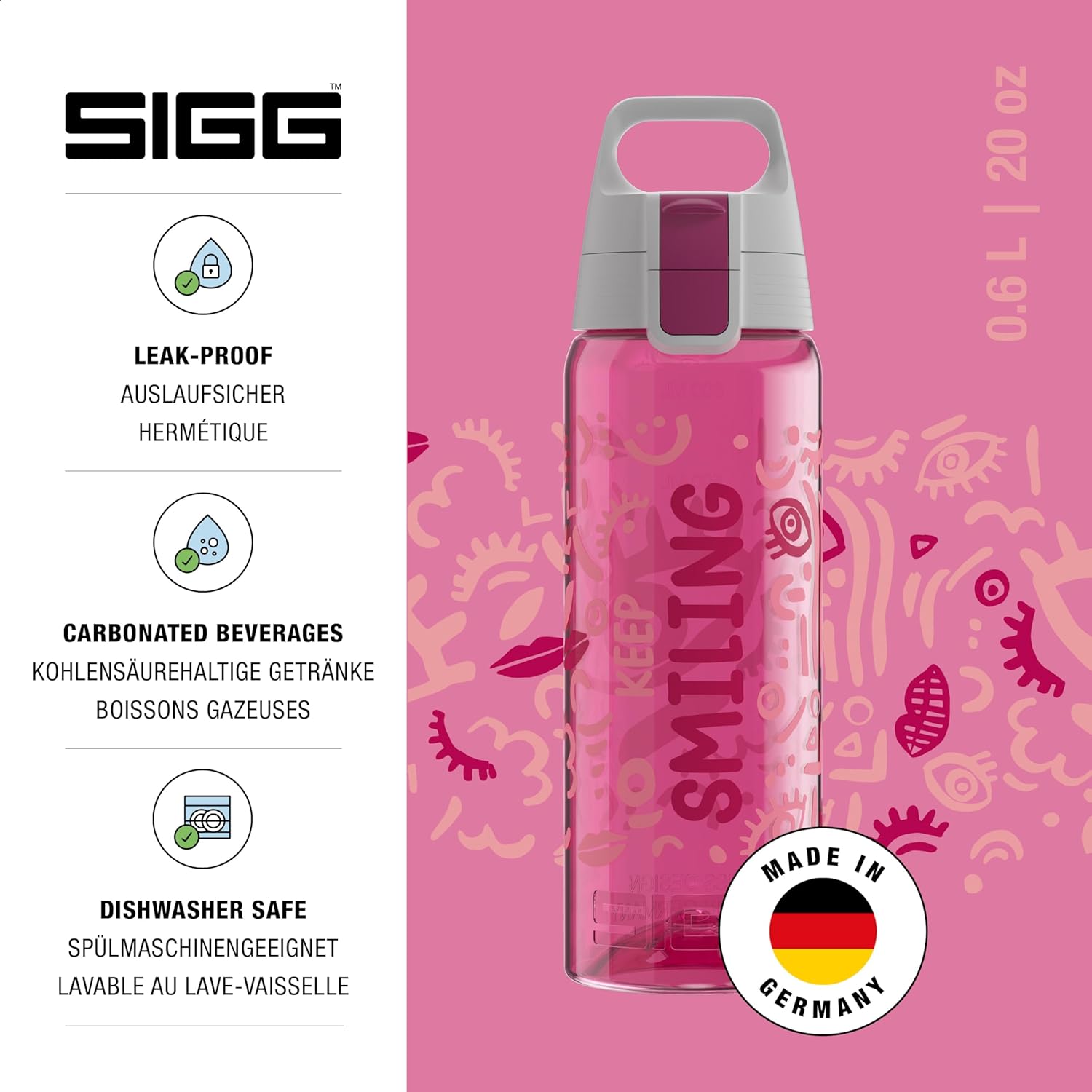 Thumbnail 1 de Sigg Tritan Trinkflasche Total Color ONE – 600 ml / 1 l, auslaufsicher, spülmaschinenfest, BPA-frei
