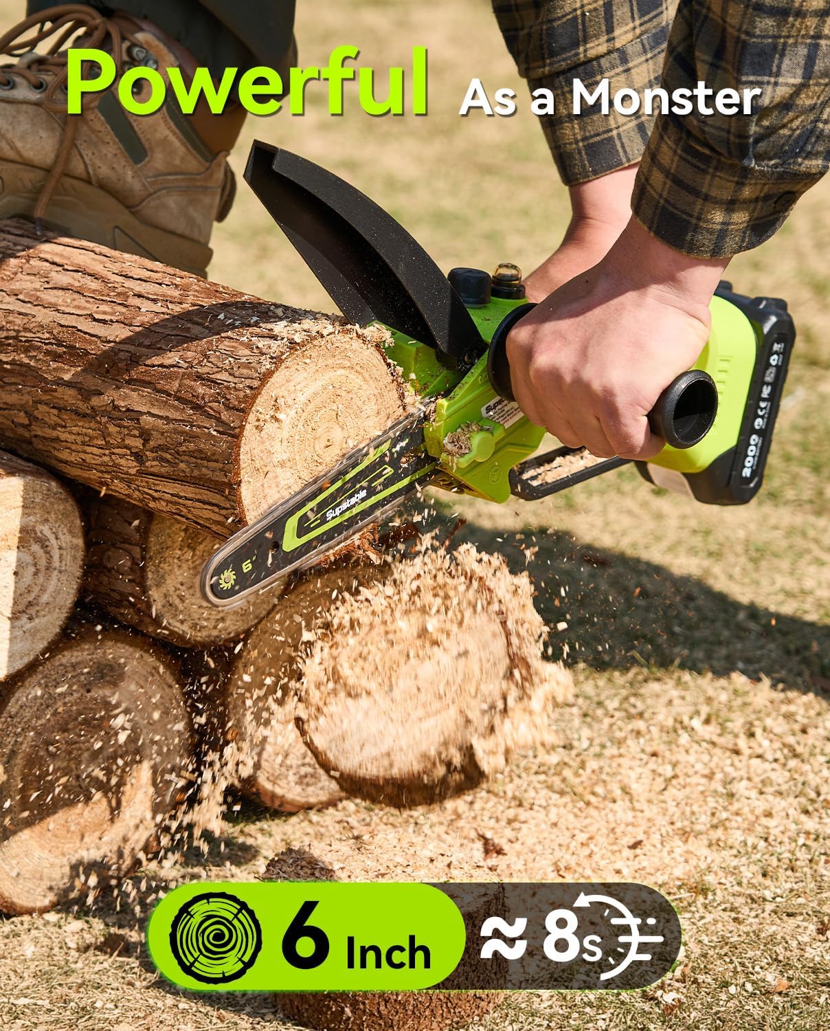 Thumbnail 4 de Supstable Mini Chainsaw 6 Inch: Cordless, Lightweight Pruning Power with Dual-Handle Safety