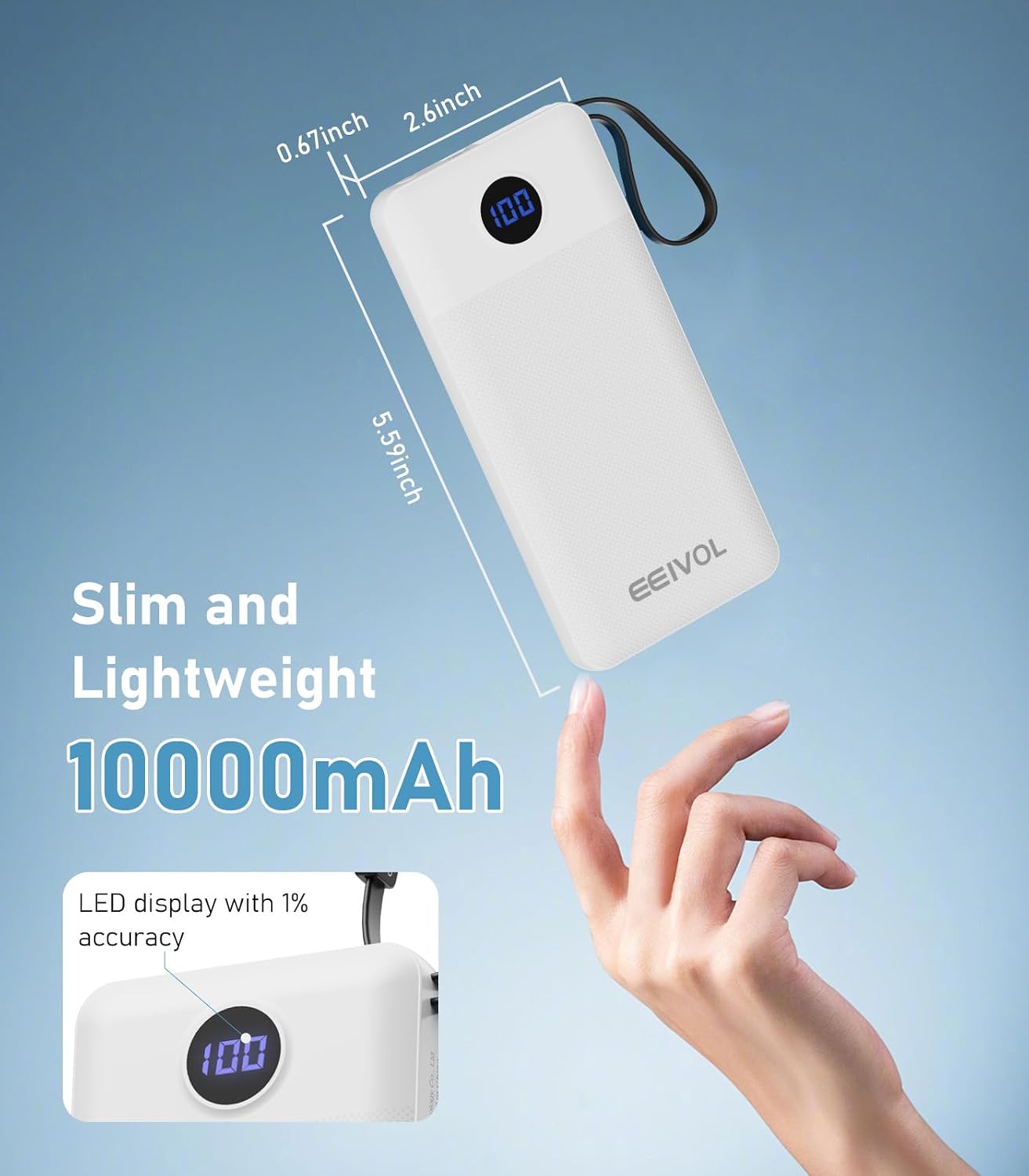 Detalle de EEIVOL Portable Charger 10000mAh