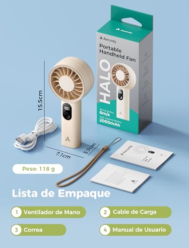 Thumbnail 7 de Aecooly Mini Ventilador de Mano USB Recargable 10h Enfriamiento Máximo