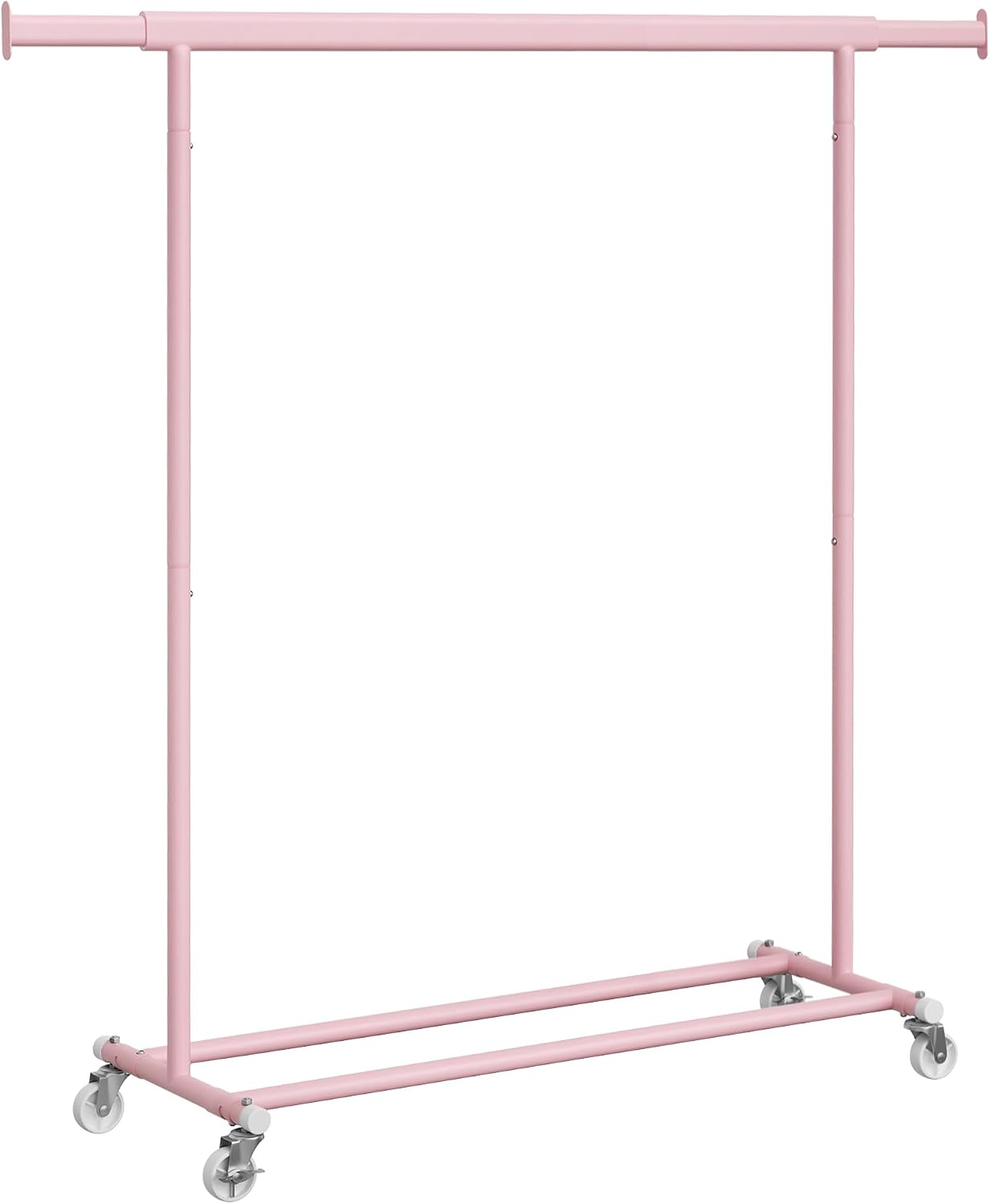 Detalle de SONGMICS 777HSR013R01 kledingrek op wielen, uitschuifbaar, pastelroze