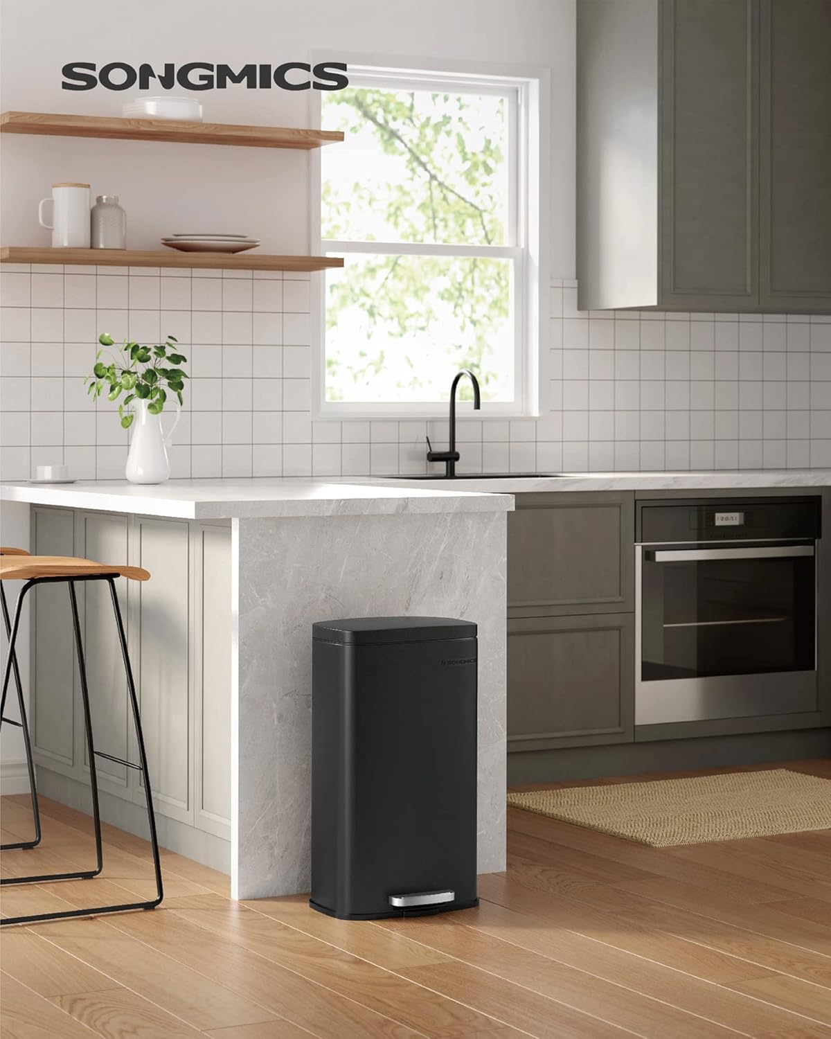 Thumbnail 1 de SONGMICS Kitchen Bin 13 Gallon (50 L) with Soft Close Lid and Pedal, Blue LTB050L02
