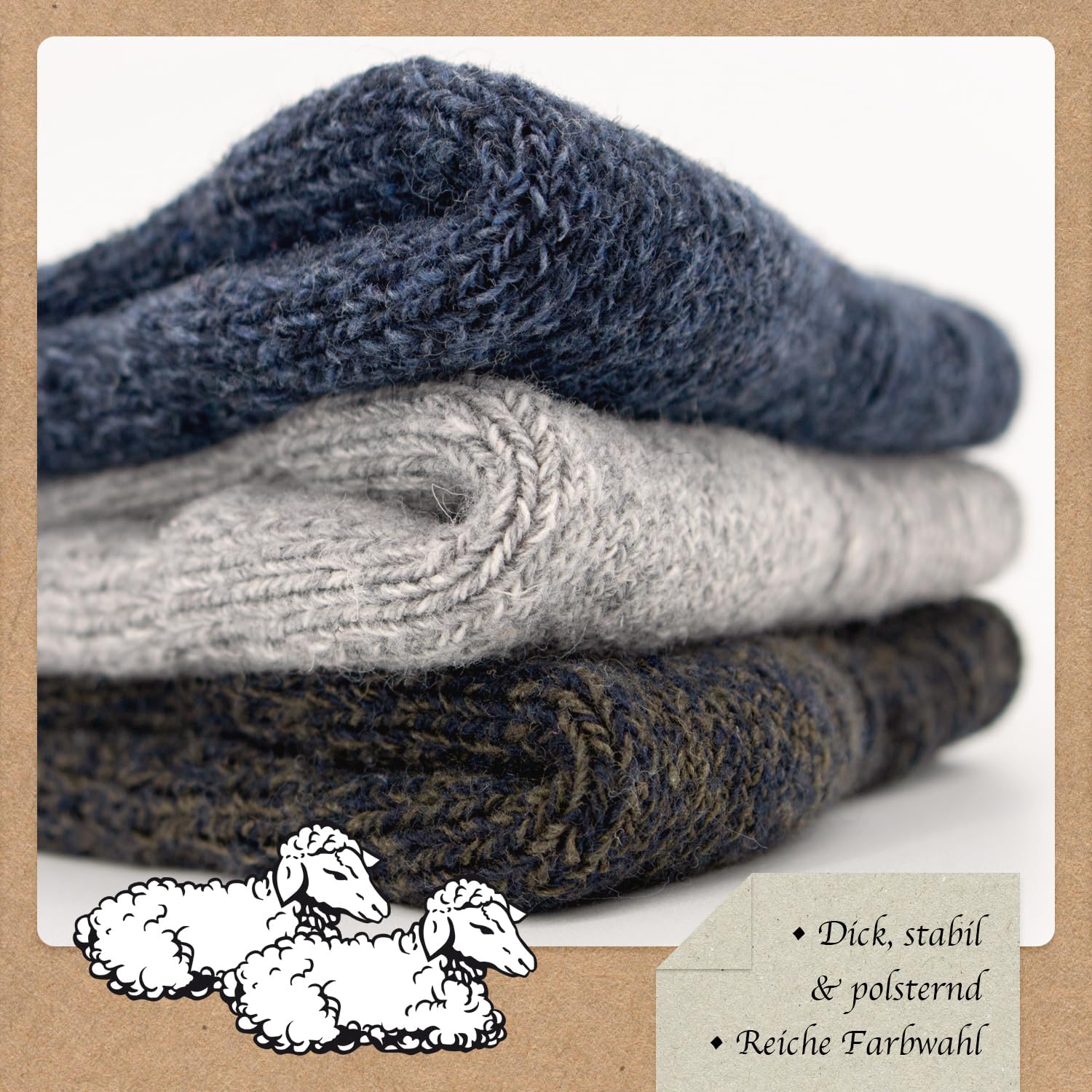 Thumbnail 4 de 6 Pairs Men's Wool Winter Socks with Terry-Cloth Soles and Wide Cuffs