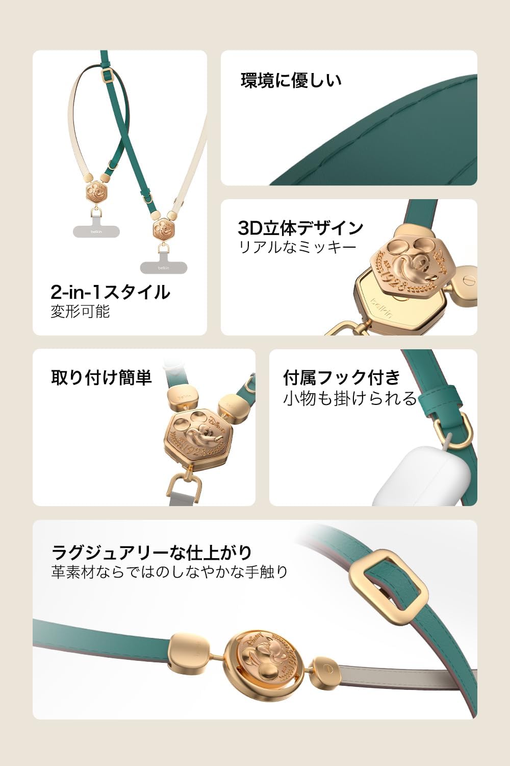 Thumbnail 2 de Belkin ディズニー 2in1スマホストラップ ショルダー・リスト対応 リバーシブル