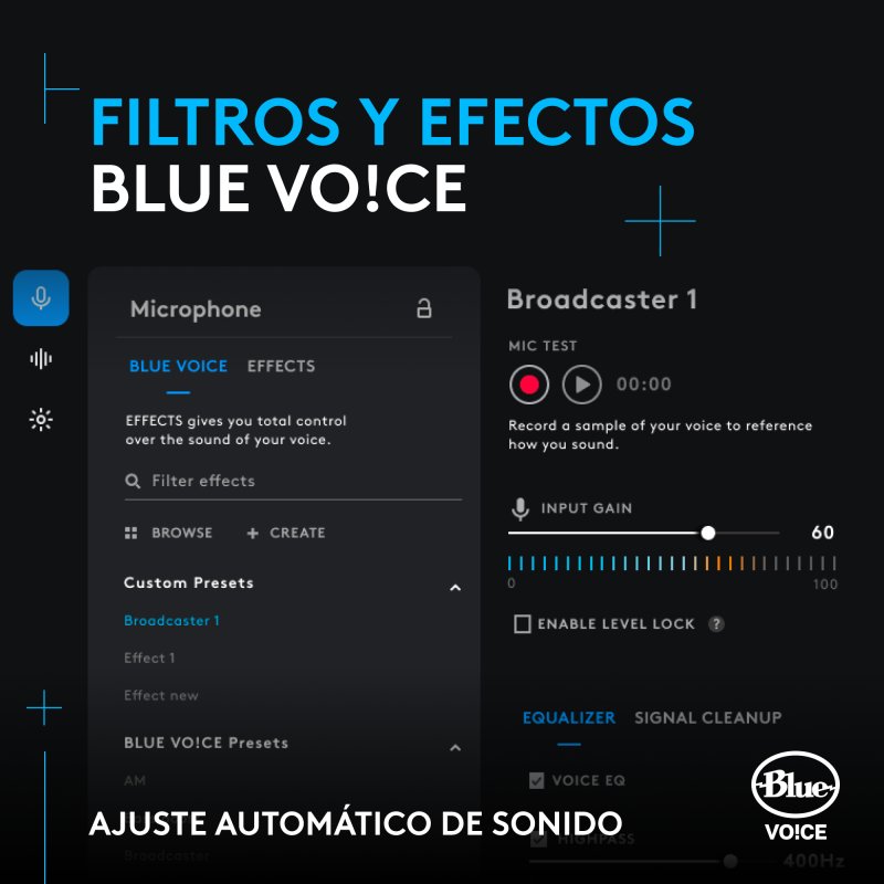 Detalle de Logitech G Yeti GX: Micrófono de superficie dinámico para gaming con RGB y Blue VO!CE