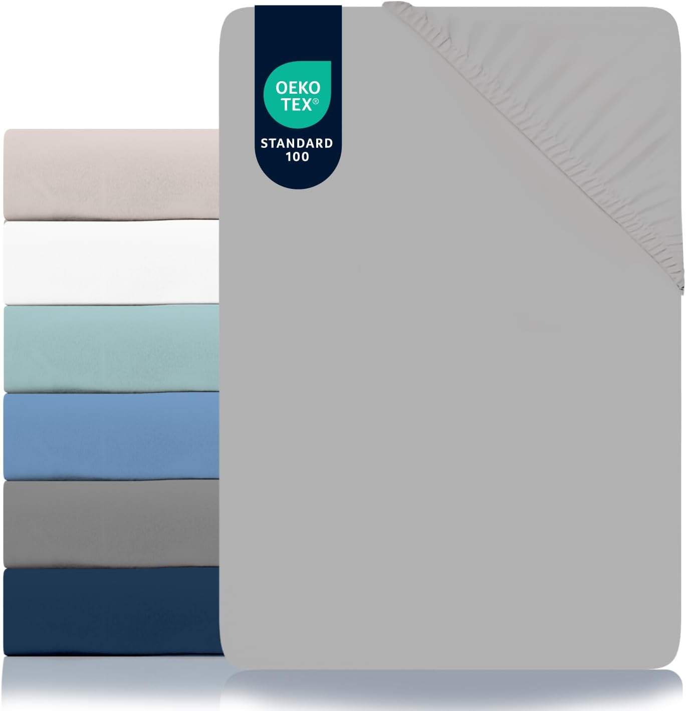 Imagen de Dreamzie Spannbettlaken 90x200 cm aus Mikrofaser, Zinngrau – OEKO-TEX Zertifiziert en OfertitasTOP