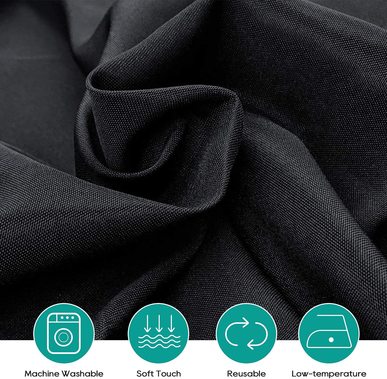 Detalle de Surmente 120" Round Tablecloths - 5-Pack, Black | Polyester Coverage for Weddings, Parties, and Banquets