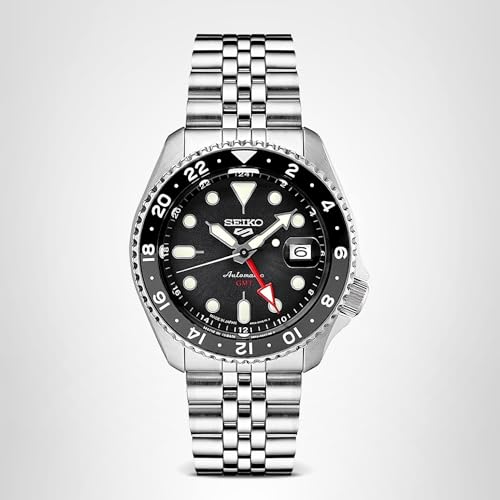 Detalle 2 de SEIKO SSK001 Automatic Watch for Men – 5 Sports with Black Dial, GMT Bezel and 100m Water Resistance