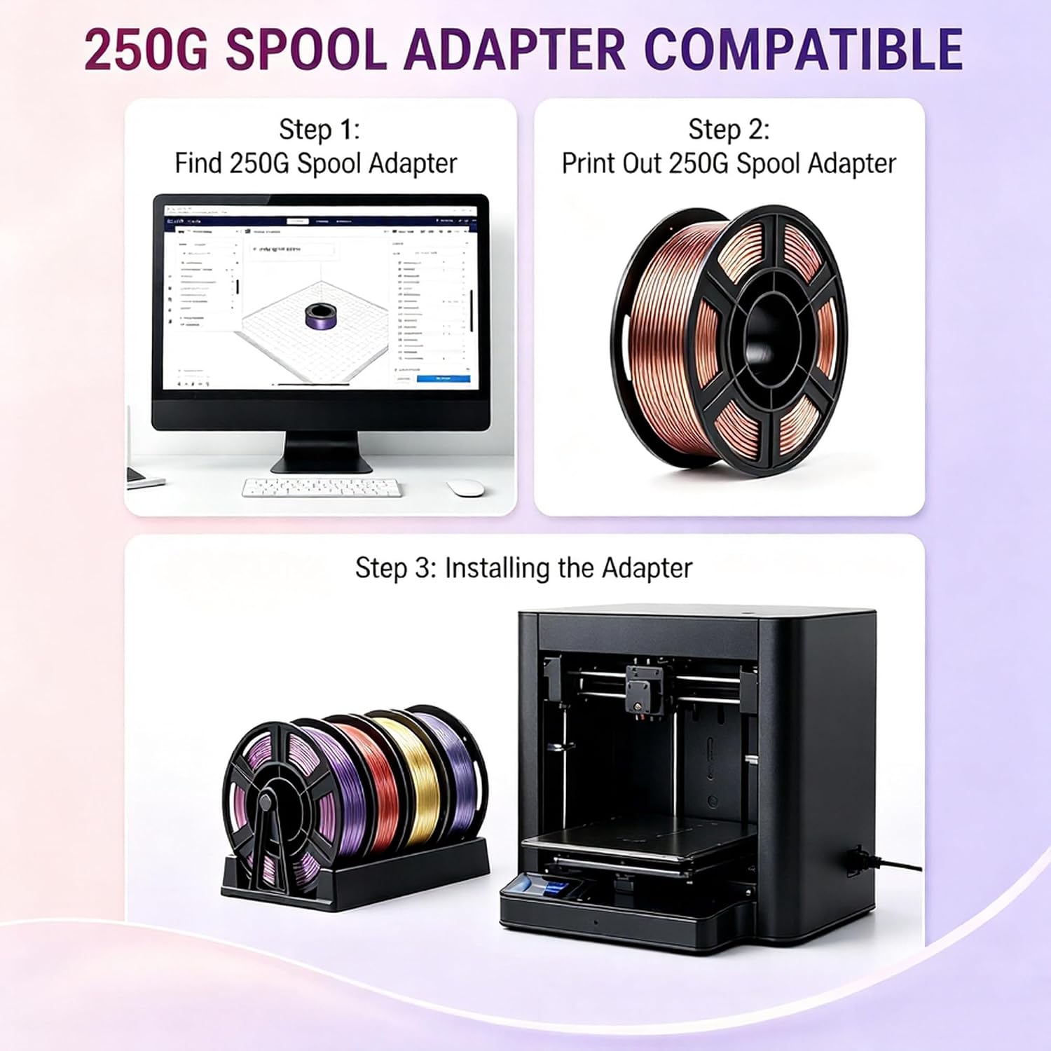 Thumbnail 6 de UGUESS PLA+ Silk 3D Printer Filament Bundle, 1.75 mm, 6 Tri-Color Spools