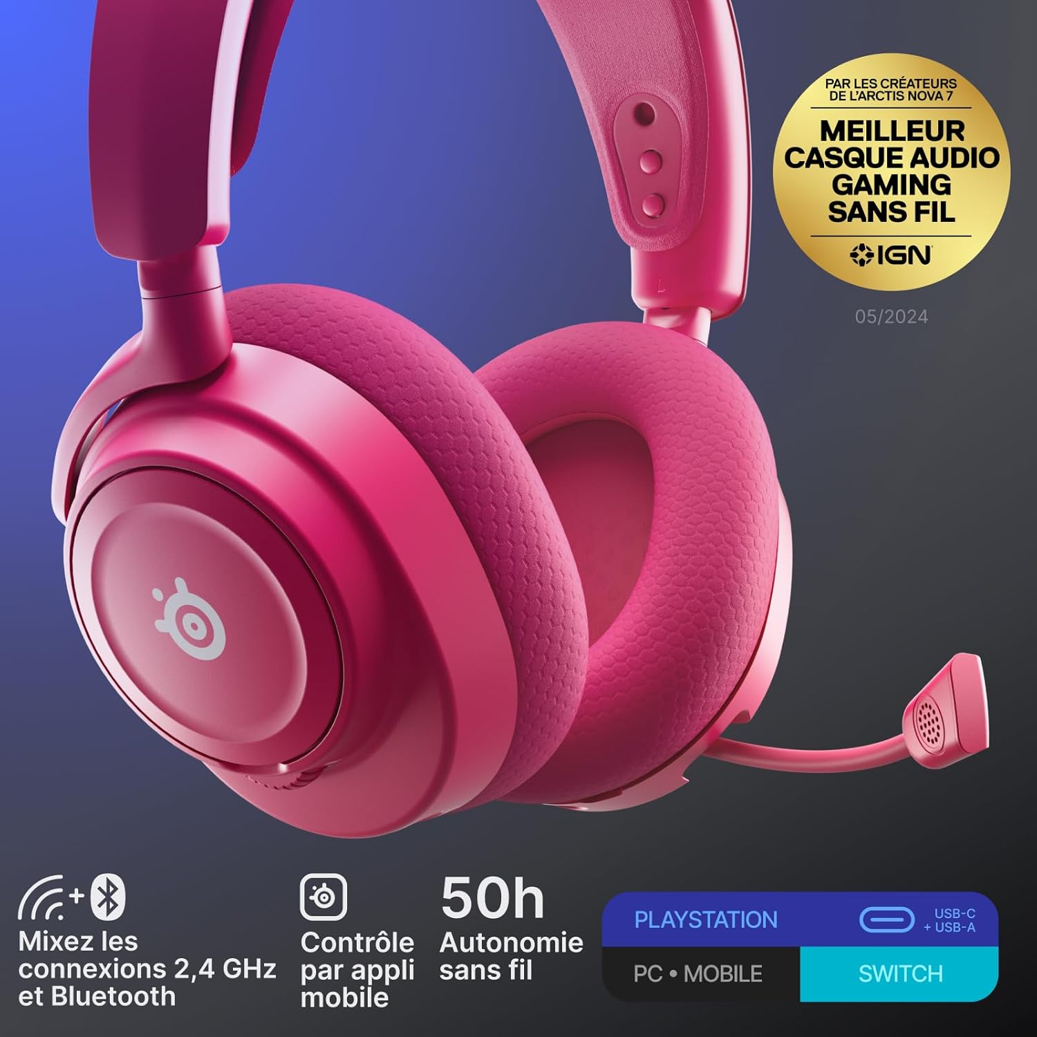 Thumbnail 1 de Arctis Nova 7P Gen2 sans fil: casque multi‑plateforme PS5/PC/Switch et mobile, 50H+
