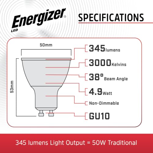 Thumbnail 4 de Energizer GU10 LED Bulbs Warm White 3000K, 50W Equivalent, Pack of 10