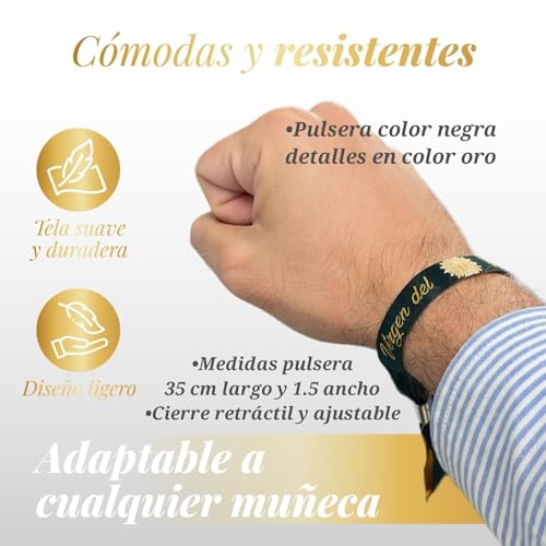 Detalle de Thulander Pulsera Virgen del Pilar de seda, ajustable y con colores de España