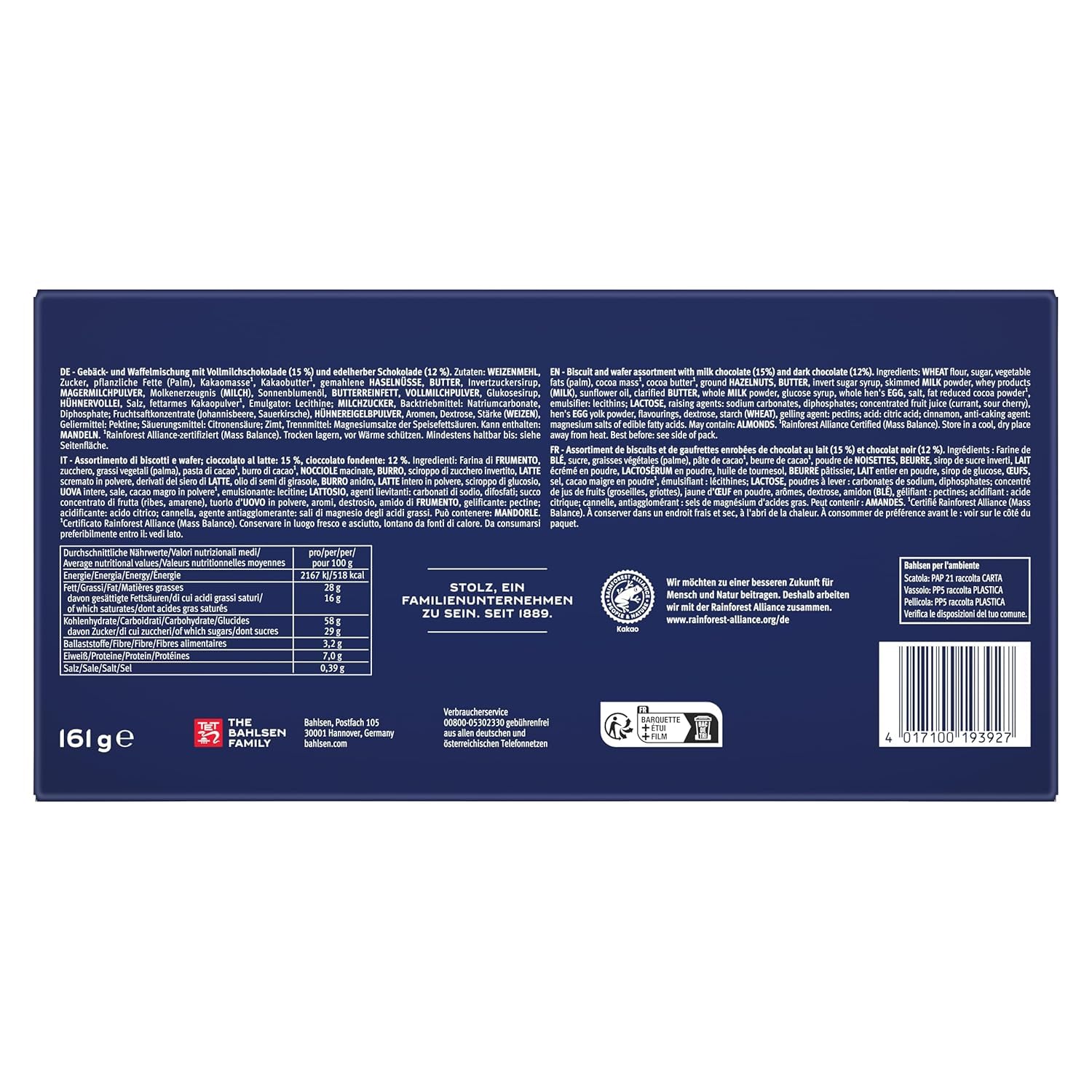 Detalle de Bahlsen Favourite Collection S – 6er Pack Gebäck- und Waffelmischung mit Schokolade (6 x 161 g)