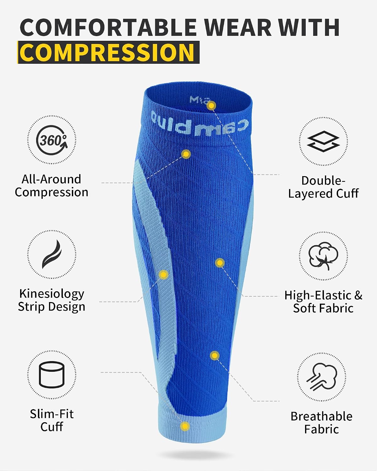 Detalle de CAMBIVO calf compression sleeves, 2 pairs