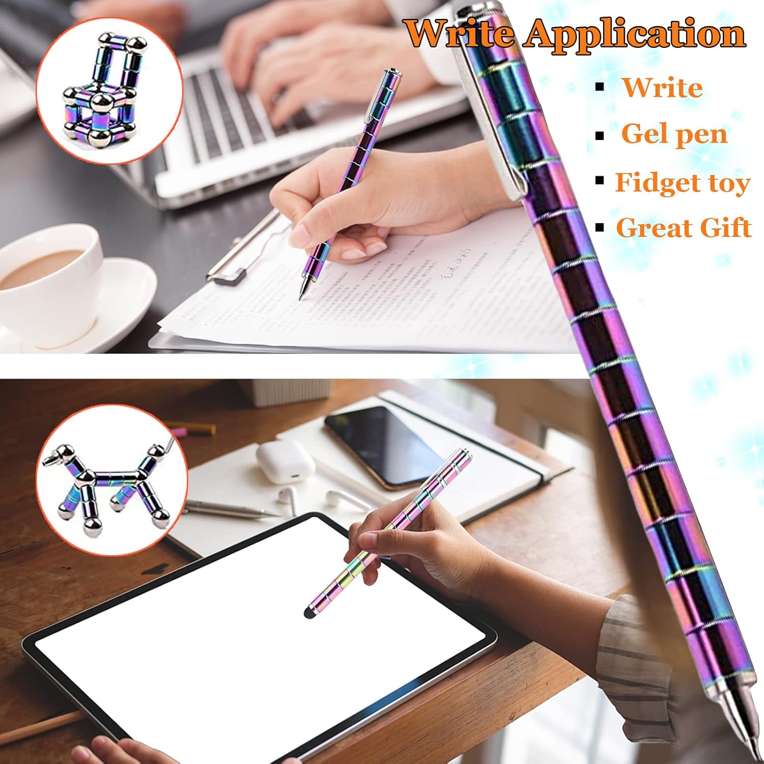 Thumbnail 3 de Magnetic Fidget Pens for Adults & Teens (Graduation Gift) — Deformable magnetic ring + steel ball pen toy