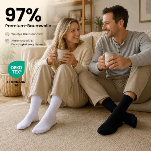 Thumbnail 1 de SukModen Diabetiker-Socken Herren & Damen – 10 Paar, ohne Gummibund, weiche Baumwolle, nahtloser Zehenbereich, Schwarz