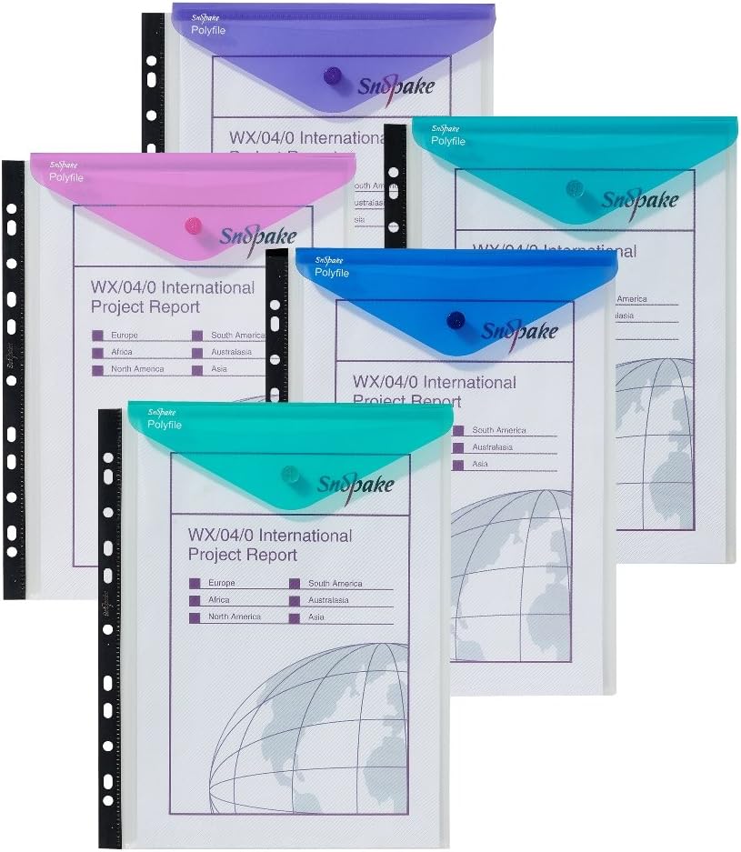 Detalle 2 de Snopake A4 High Capacity Polyfile RingBinder Popper Wallet – Clear with Electra Flap, Pack of 5 (Ref: 15695)