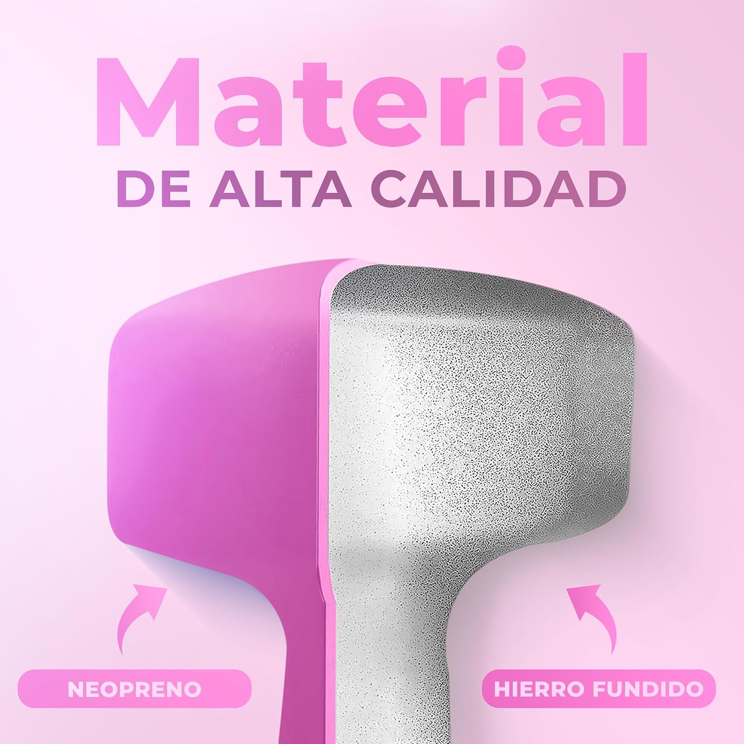 Detalle de JUPPLIES Juego de Mancuernas de Neopreno Rosa 2 x 2 kg – Antideslizantes, diseño hexagonal y compacto