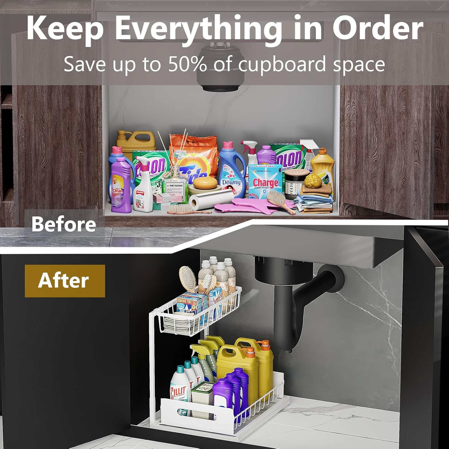 Detalle de Ceetug 2-Tier Under Sink Slide-Out Organizer