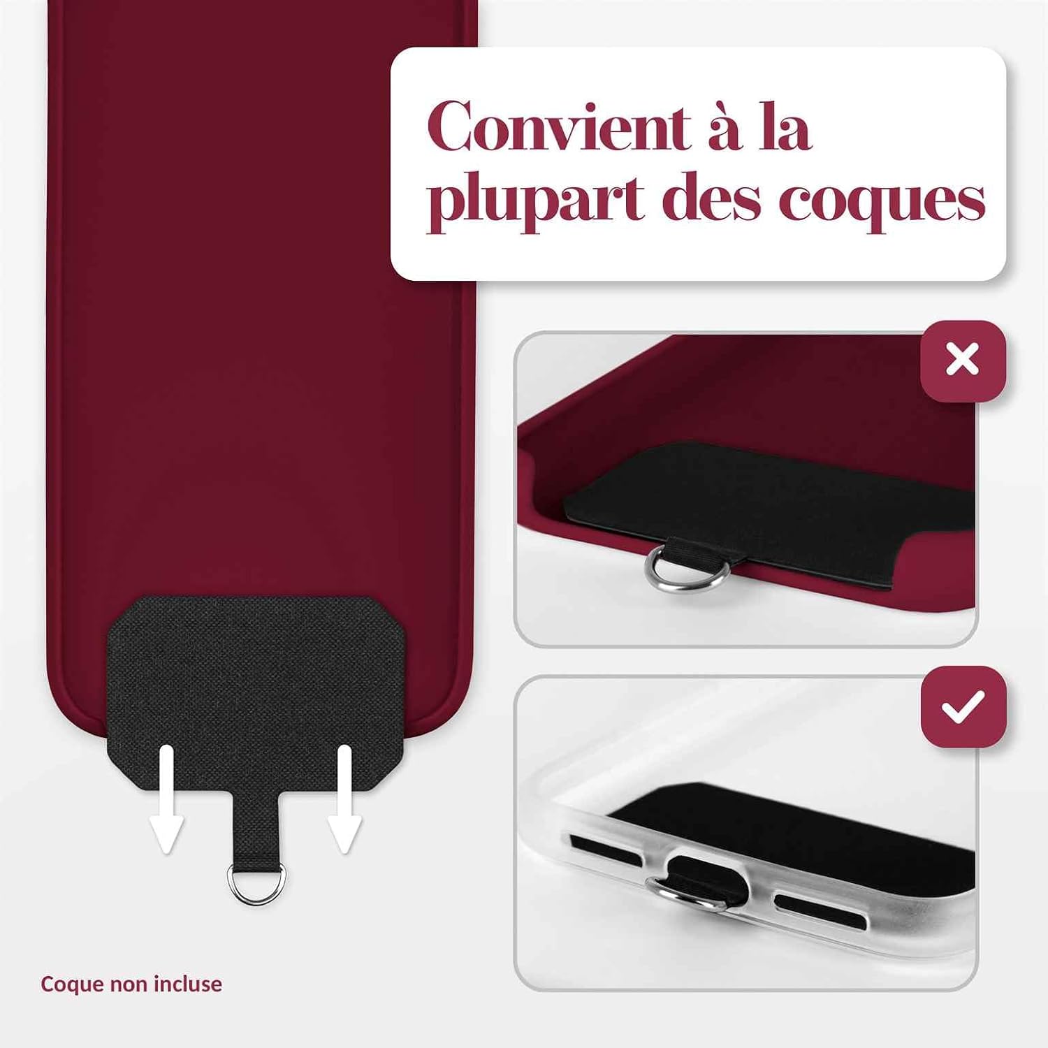 Thumbnail 6 de moex Unleash pour Xiaomi Mi 10T / Mi 10T Pro : chaîne de téléphone portable amovible en rouge foncé