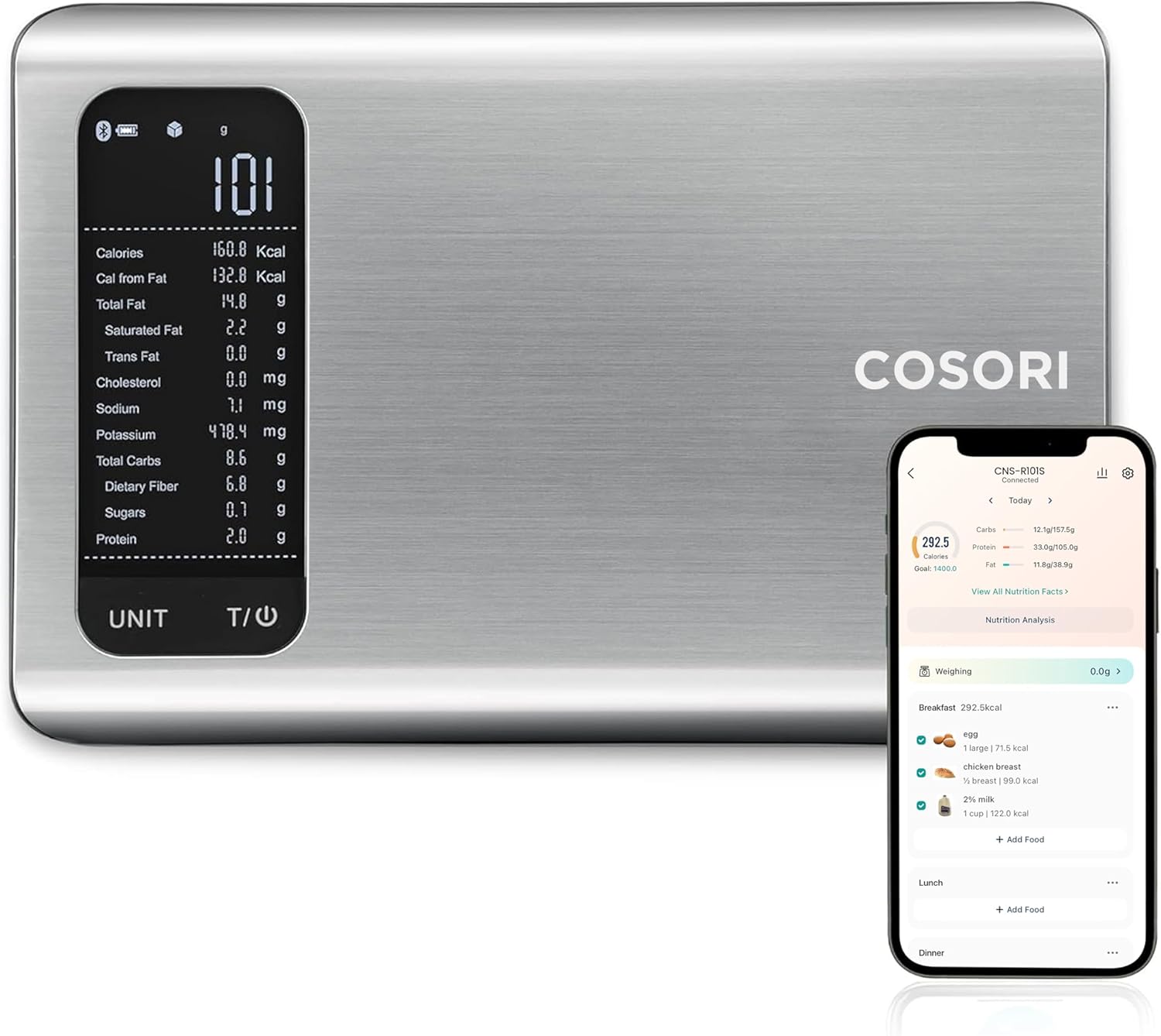 Detalle de COSORI Smart Kitchen Food Scales with app tracking (Vesync) and LCD nutrition display