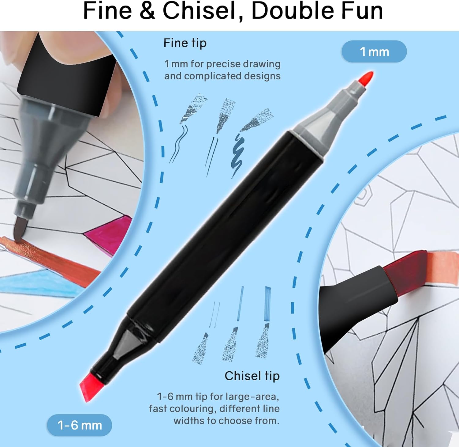 Thumbnail 1 de Vokiuler 262 Alcohol Markers: Dual-Tip Art Markers Set with App and Carrying Case
