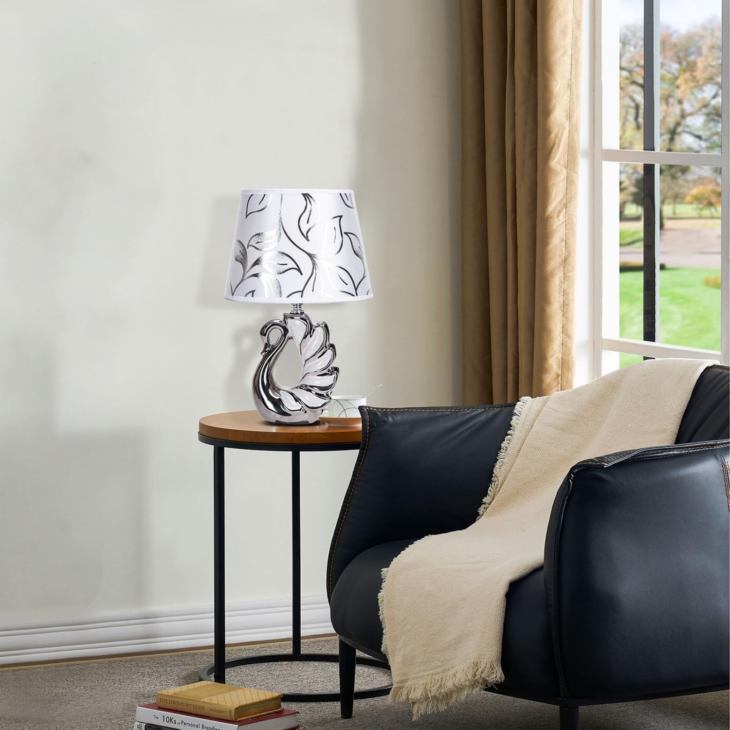 Thumbnail 5 de Aigostar Lampe de table en céramique moderne avec abat-jour tissu et douille E14 (sans ampoule) H310 mm