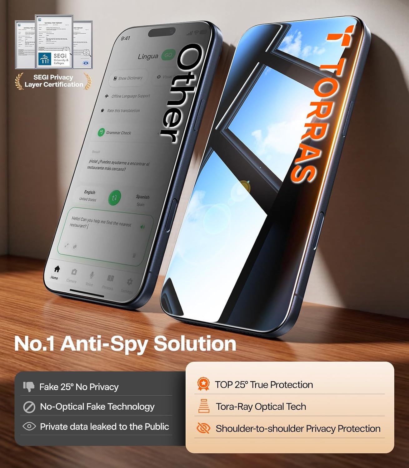 Thumbnail 2 de TORRAS Uncrackable privacy screen protector 6.9"