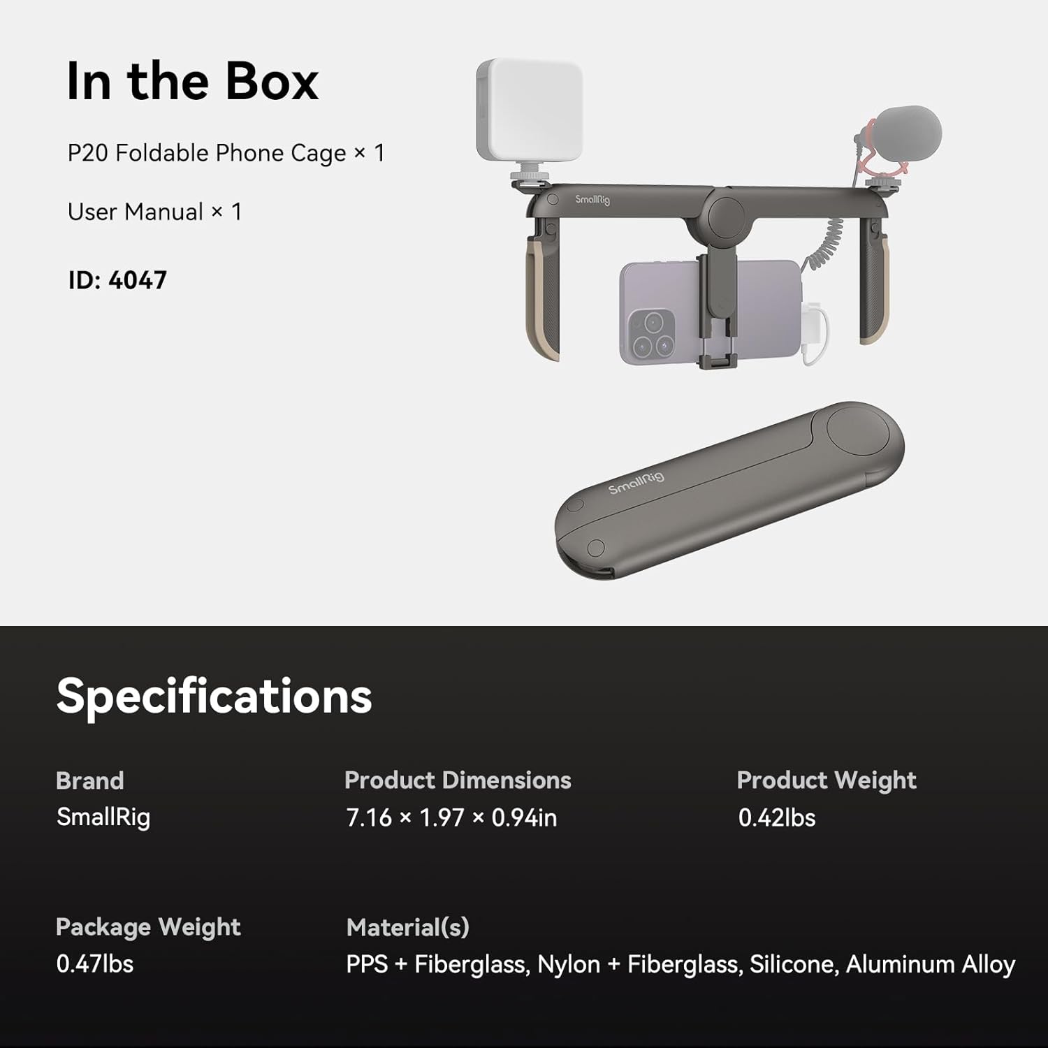 Thumbnail 6 de SMALLRIG Cage de téléphone universelle pliable 4047 pour vlogging, iPhone, Samsung et Android