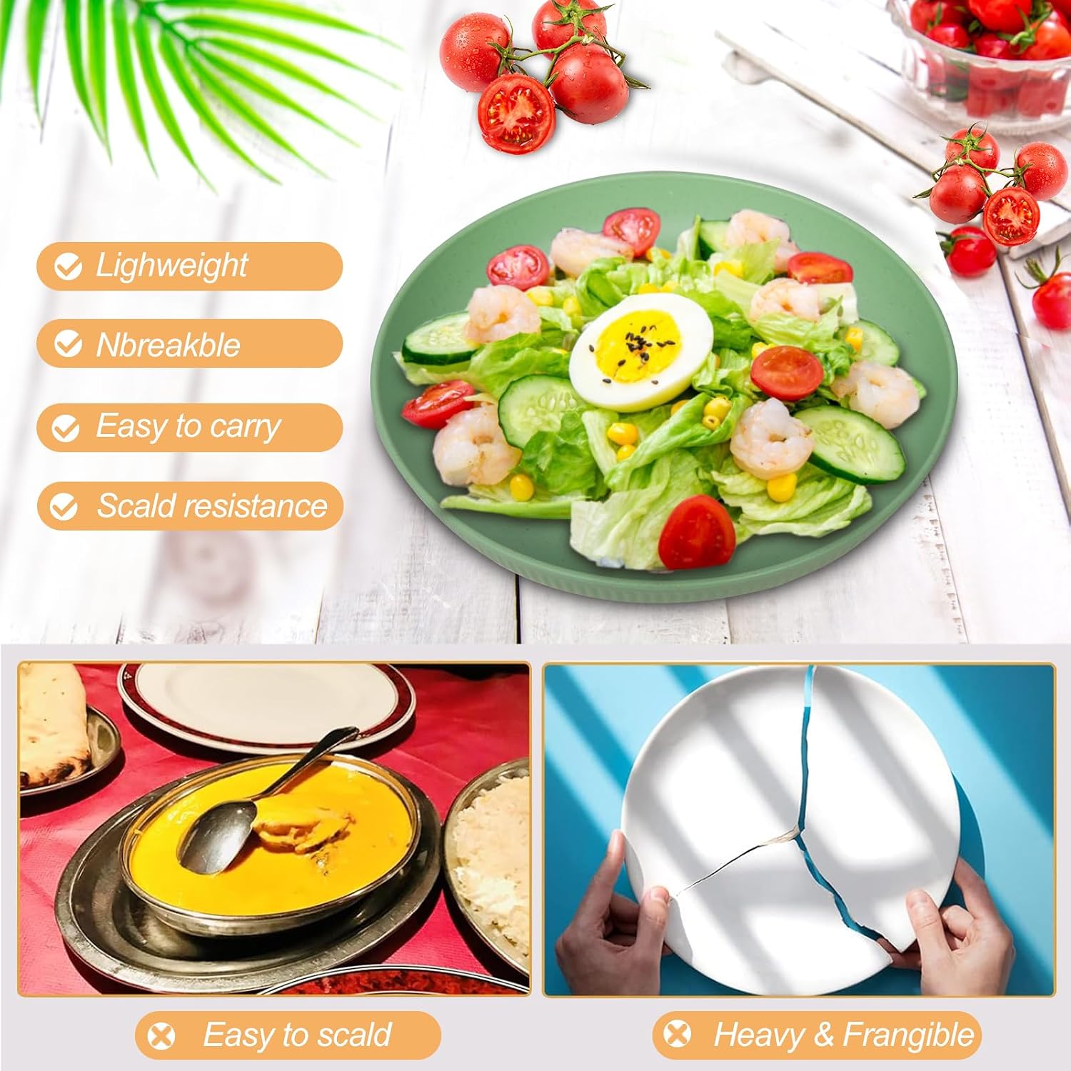 Detalle de 45Pcs Camping Cutlery Sets for 4: Unbreakable Plastic Dinnerware for Outdoor Adventures