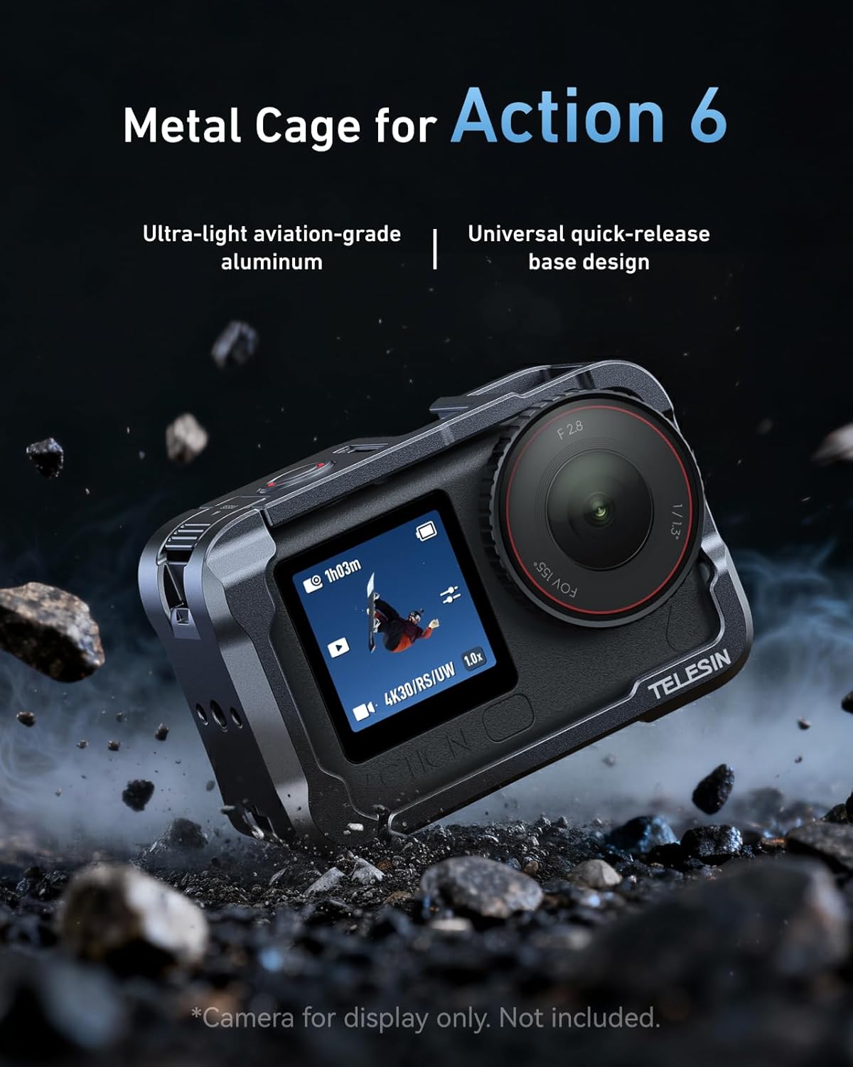 Thumbnail 3 de TELESIN Aluminum Alloy Protective Frame Case with Lens Cover for DJI Osmo Action 6