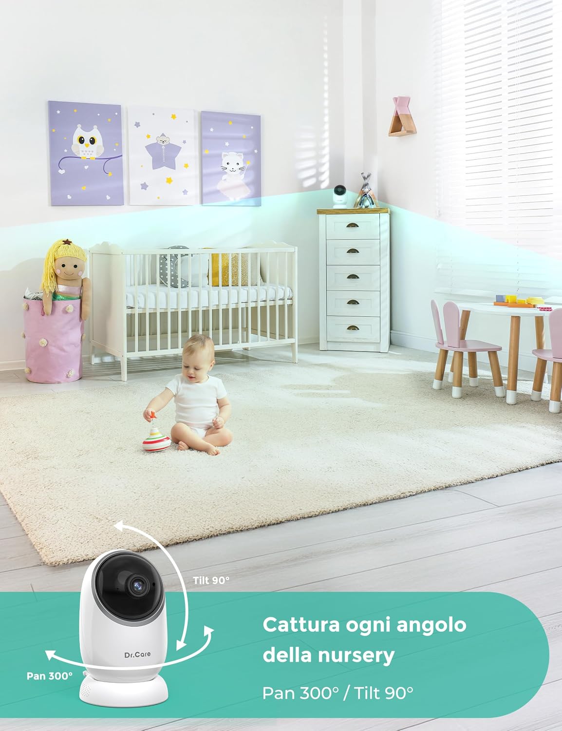 Thumbnail 5 de Dr.Care Baby Monitor – Senza WiFi a Bassa Radiazione, Schermo 5" HD 1080P e Visione Notturna