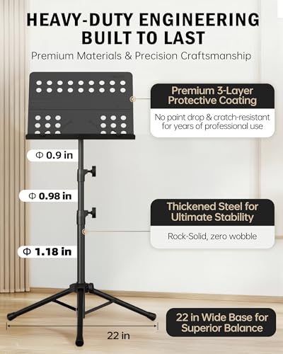 Thumbnail 2 de Vekkia Professional Sheet Music Stand with Carrying Bag (80-142 cm)