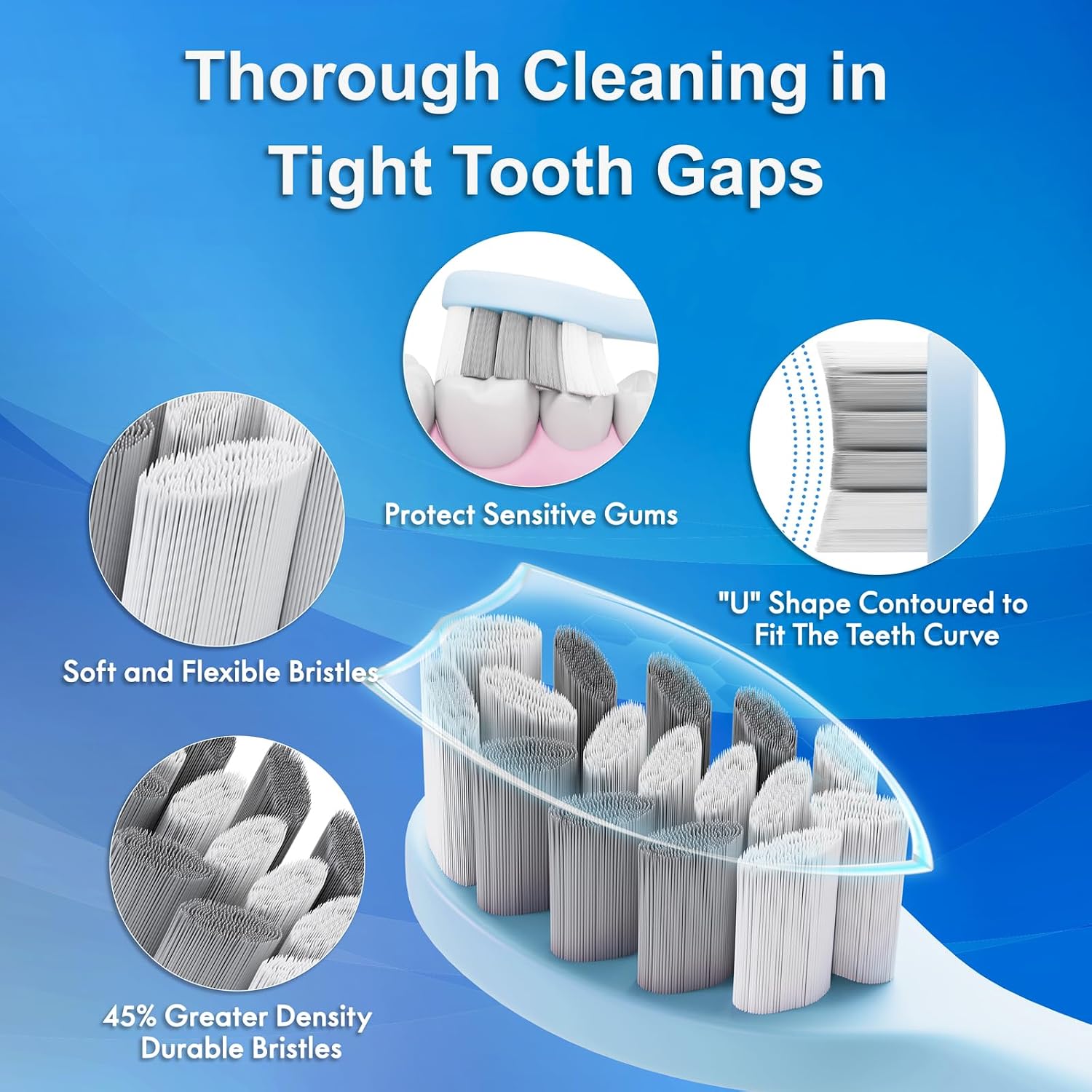 Detalle de Kuicur Sonic Electric Toothbrush for Adults and Kids with 10 Brush Heads, 5 Modes, and 90-Day Battery