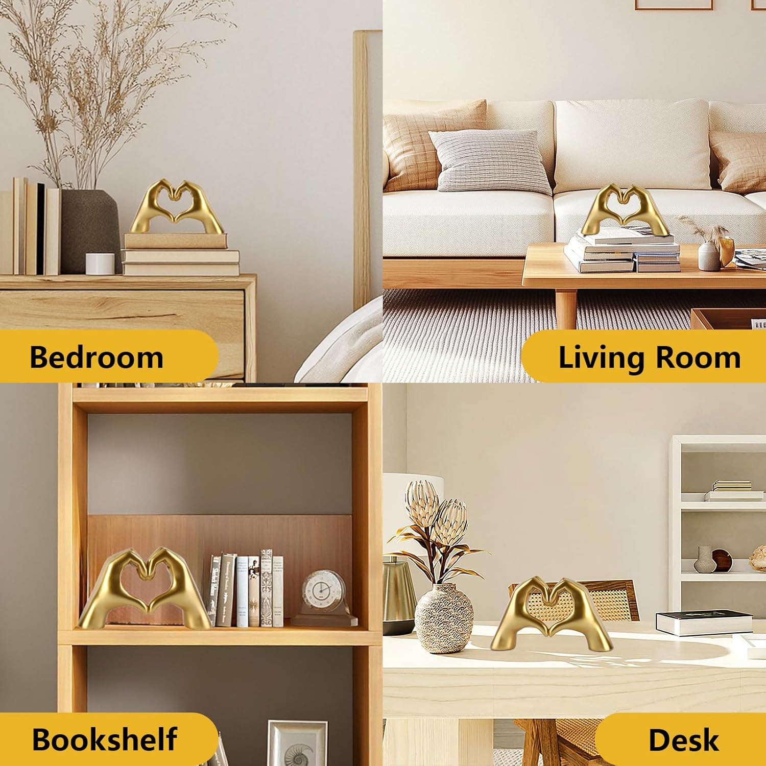 Thumbnail 5 de GZVDYG Large Gold Heart Hands Sculpture – resin heart-hands ornament & jewellery holder for music lovers