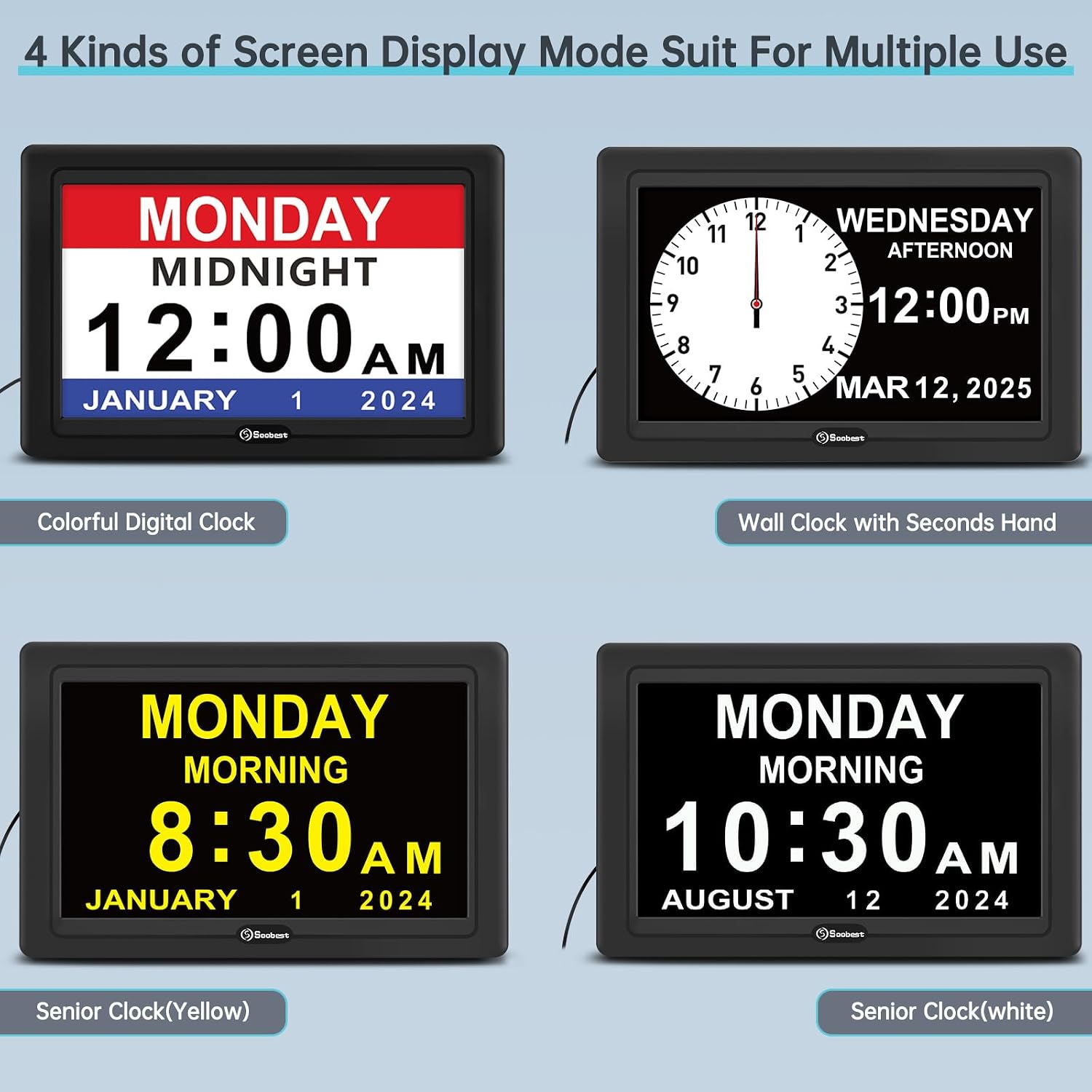 Thumbnail 4 de Soobest Dementia Clock for Seniors, 20 alarms