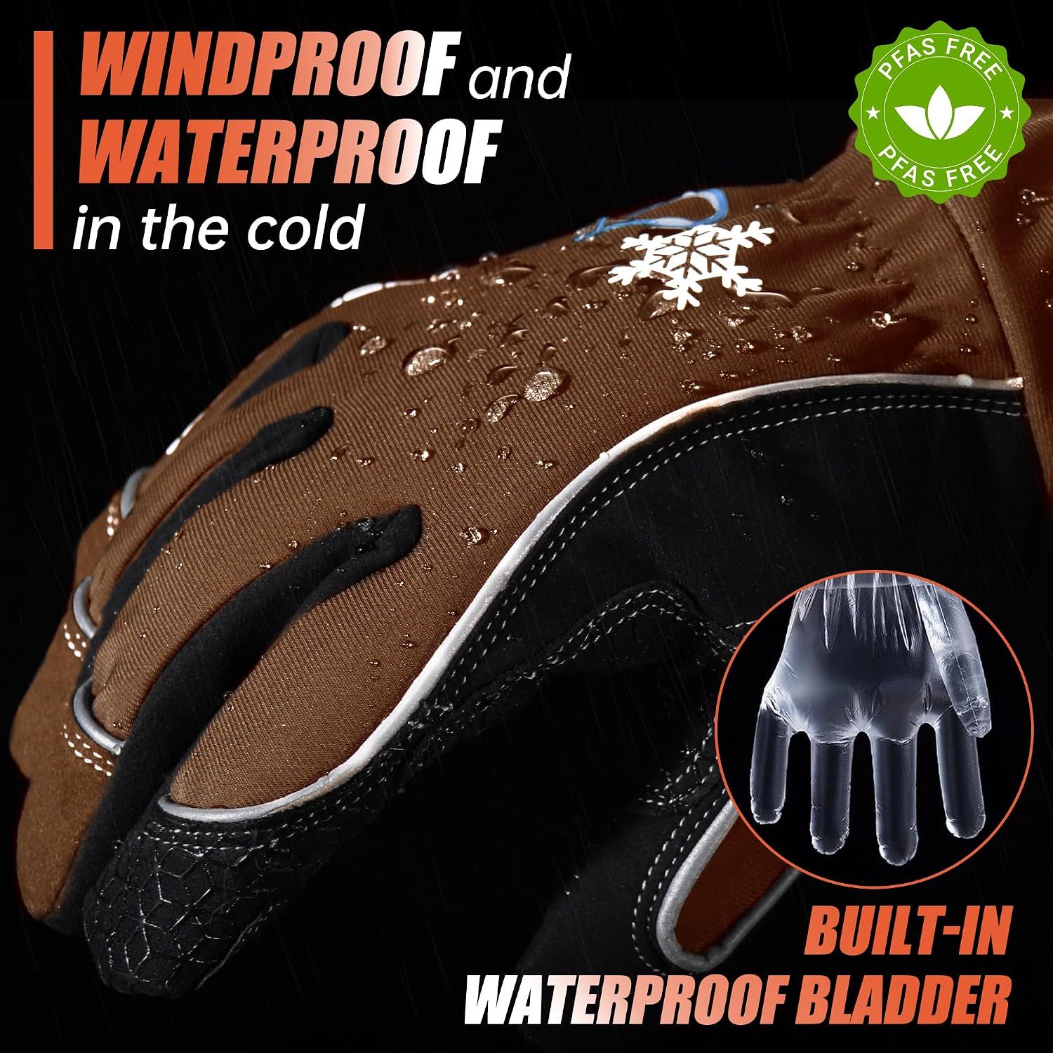 Detalle de HANDLANDY Winter Insulated Work Gloves, Medium Brown, 3M Thinsulate