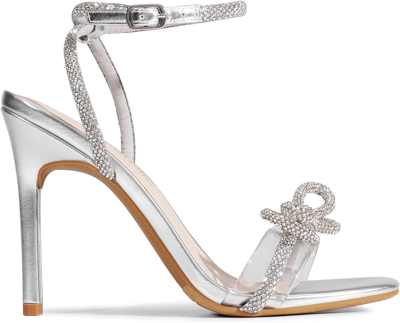 Thumbnail 4 de DREAM PAIRS Double Bowknots Crystal Slingback Heels - Square Toe, 3.94-Inch Stiletto