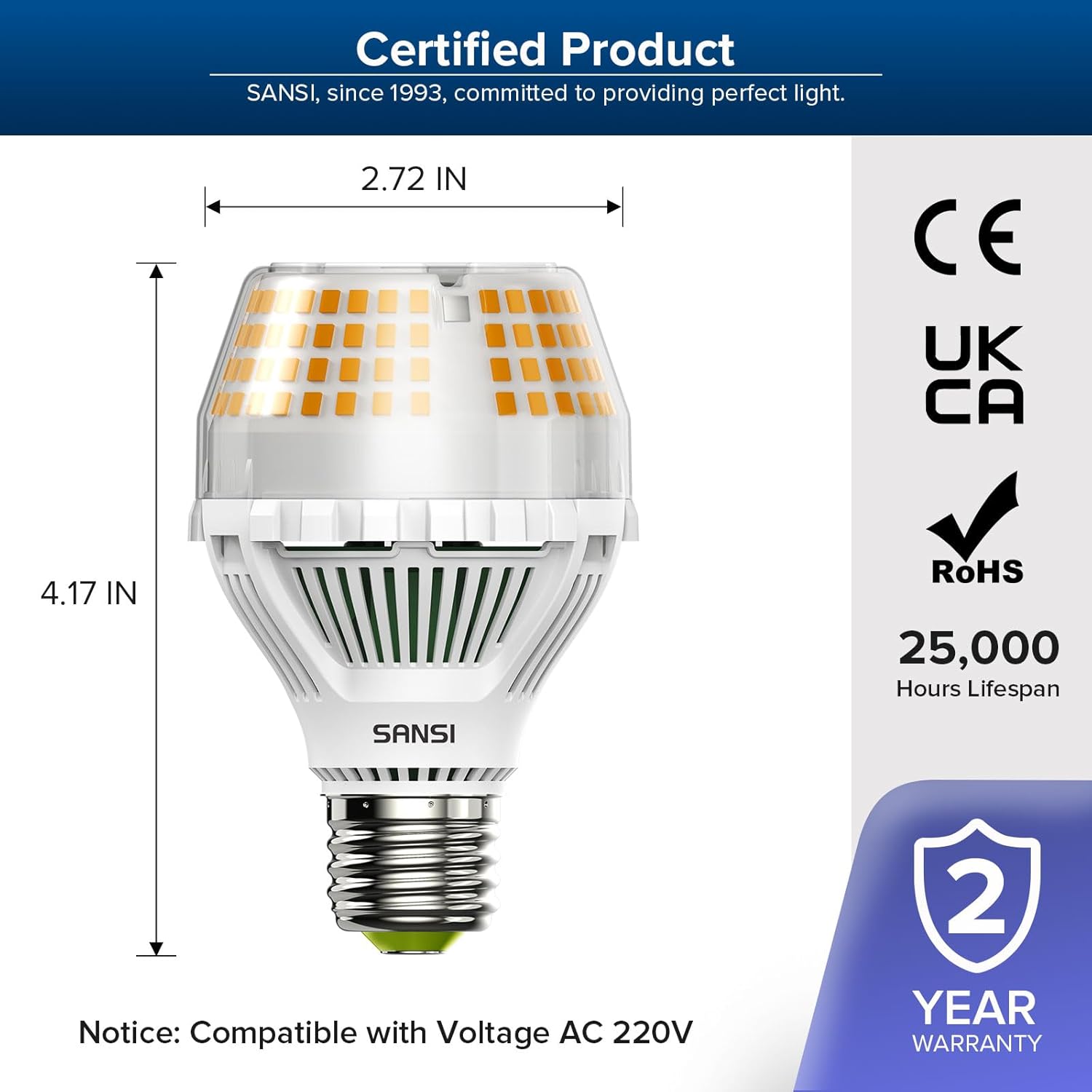 Thumbnail 4 de SANSI Bombilla LED E27 25W Luz Cálida 🌟 Alto Brillo 4000 Lúmenes