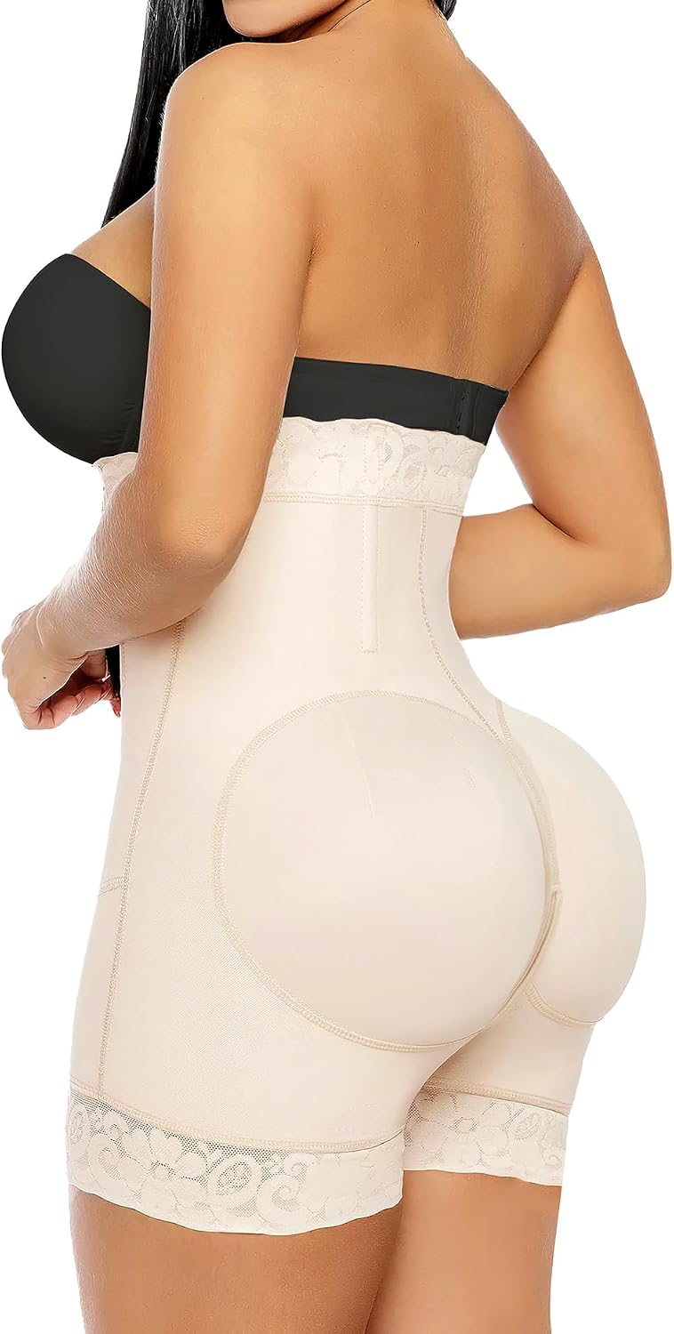 Detalle 2 de YIANNA Tummy Control Shapewear Shorts with Strapless Design and Crotch Zipper