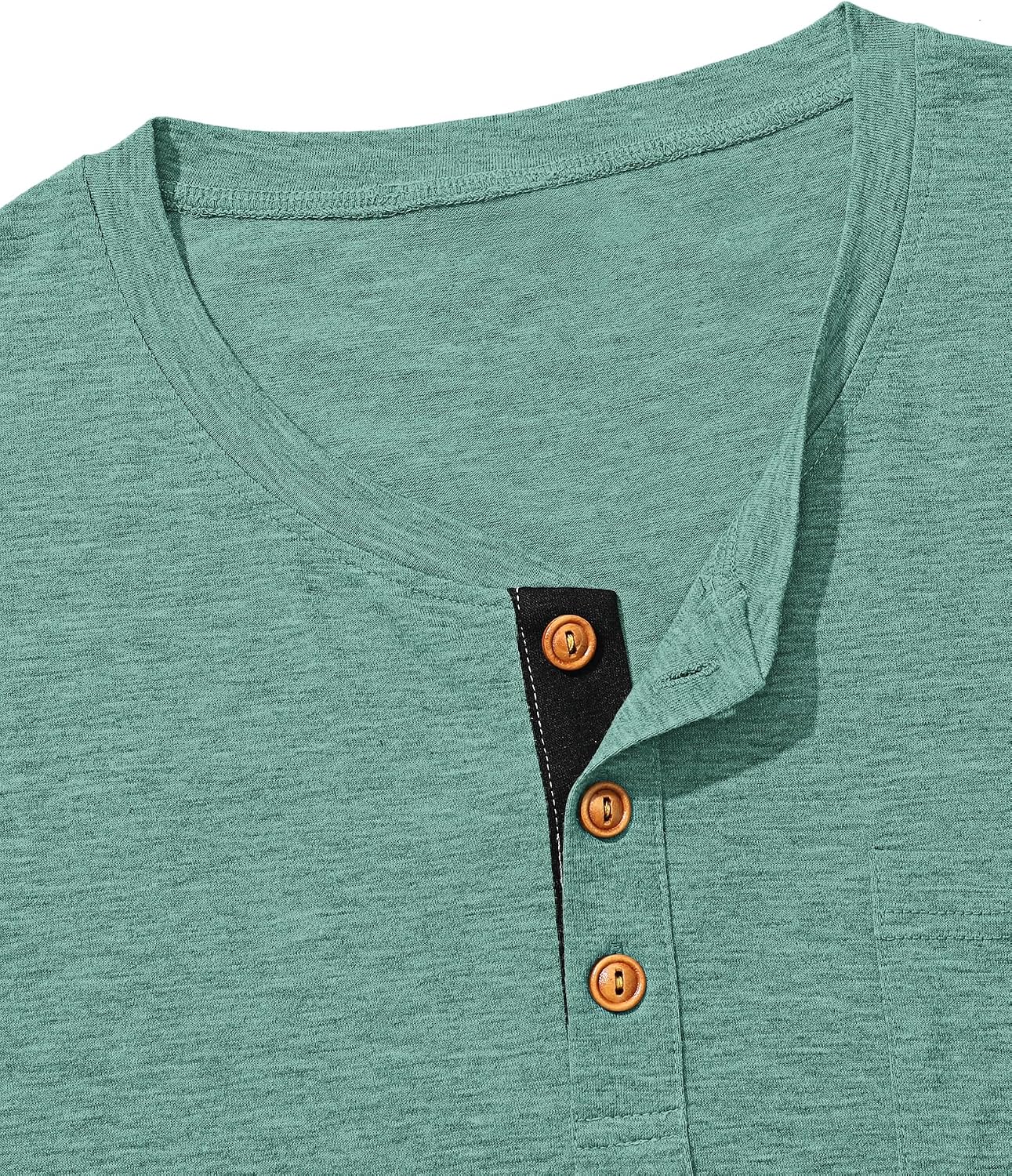 Detalle de TARAINYA Henley T-Shirts Herren – Baumwollshirt mit Brusttasche, Kurzarm, 95% Baumwolle