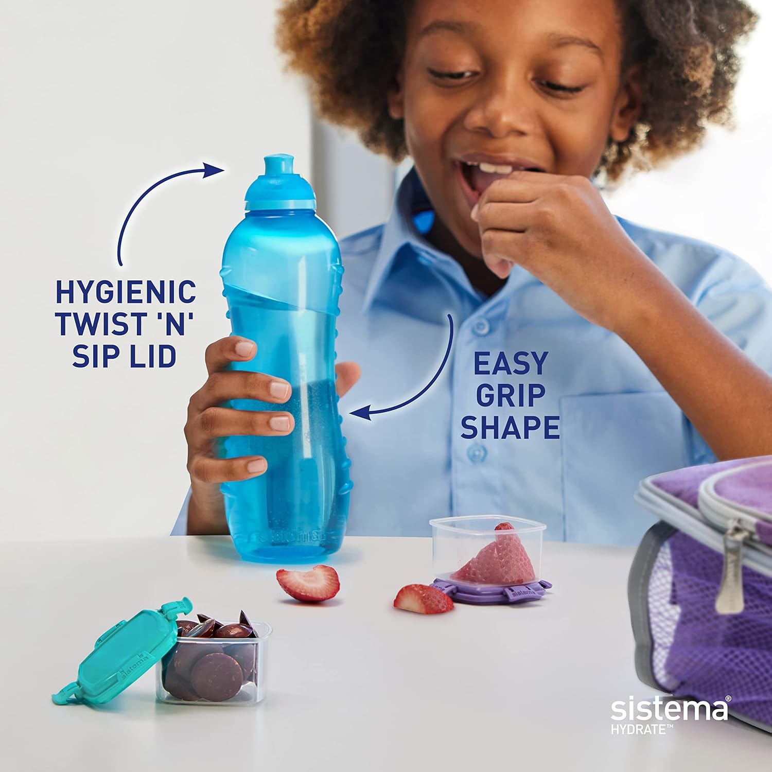 Thumbnail 2 de Sistema Twist 'n' Sip Squeeze borraccia per lo sport – pack 4, 460 ml, blu