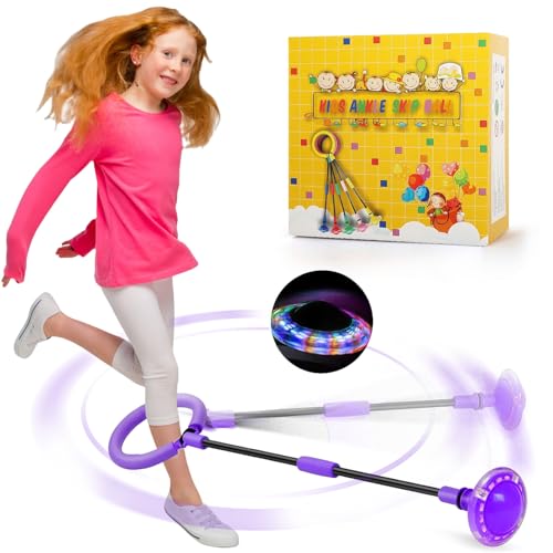 chimoo Bola de salto de tobillo plegable con anillo intermitente para niños