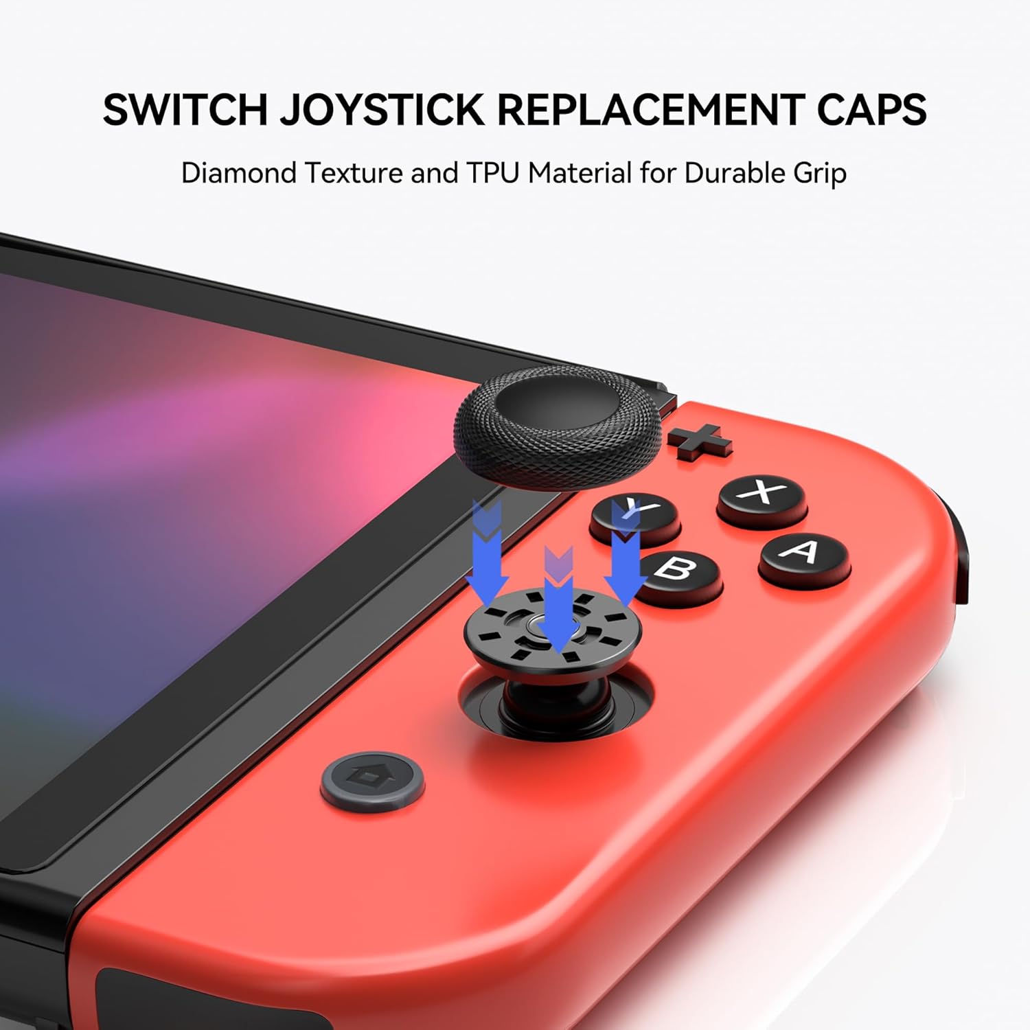 Detalle 2 de 10 Stück Joystick-Kappen für Nintendo Switch, Switch OLED & Switch Lite – rutschfeste Ersatzkappen mit Diamantstruktur für Joy-Con