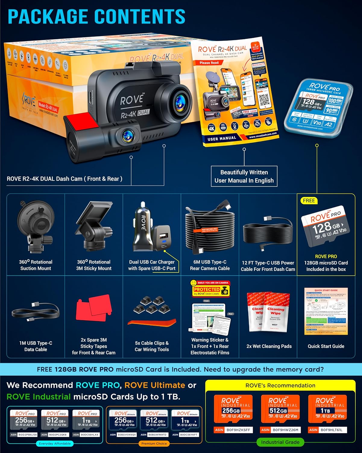 Thumbnail 5 de ROVE R2-4K Dual Dash Cam 128GB