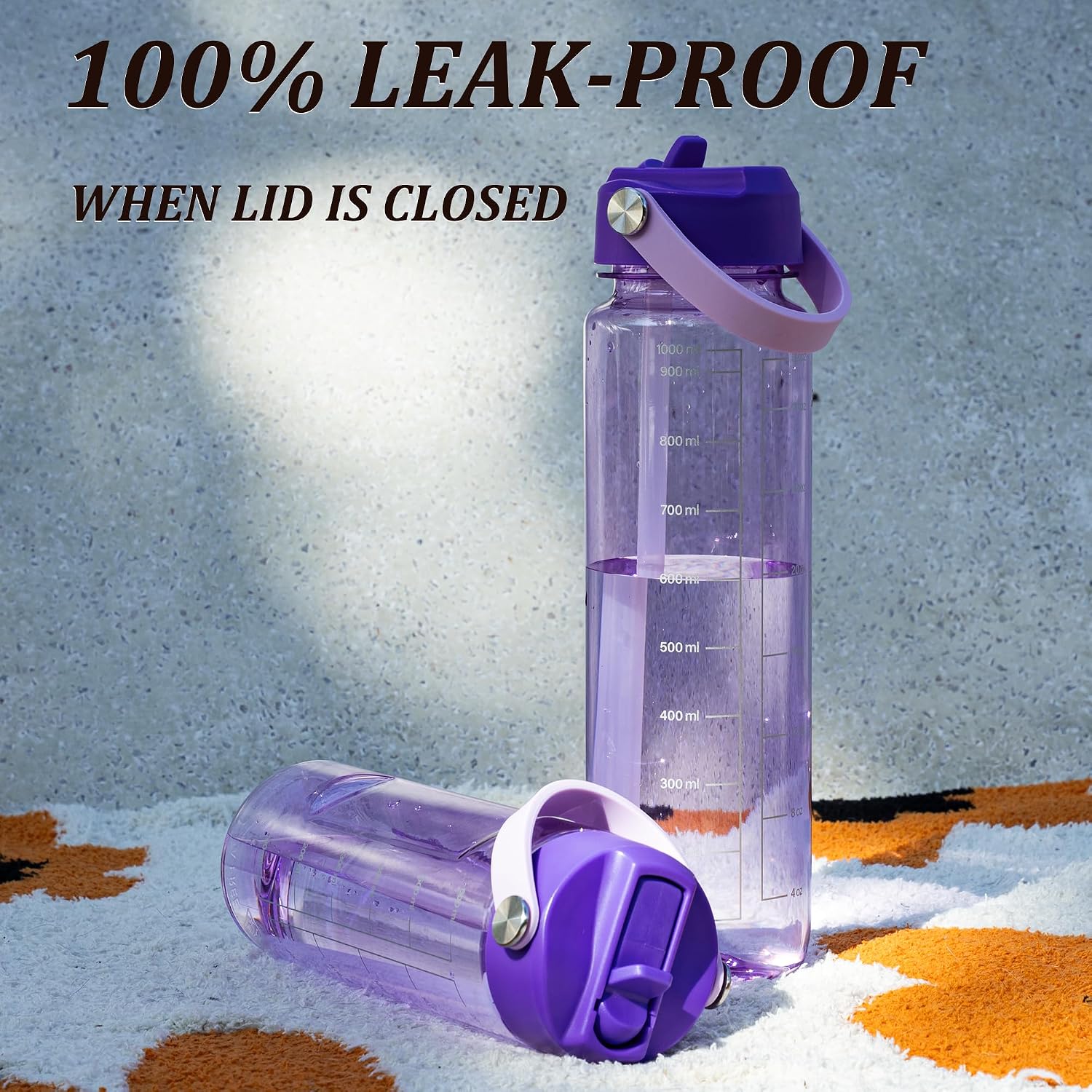 Detalle 1 de GOPPUS water bottle 1000ml straw leakproof