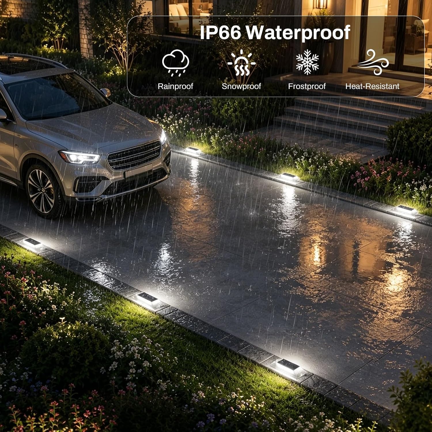 Detalle de Lacasa Luci Solari Esterno Giardino 8 Pezzi – Segnapasso Solare 2 in 1, Bianco Caldo e Bianco Freddo, IP66