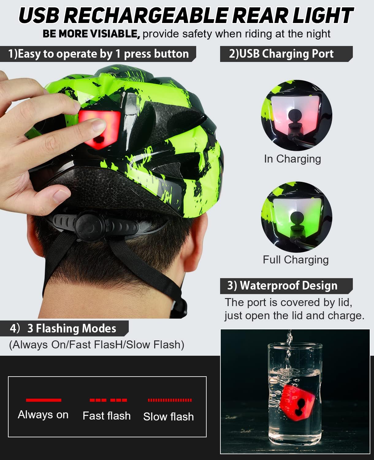 Thumbnail 3 de RaMokey Casco de ciclismo ligero con luz LED y visor magnético