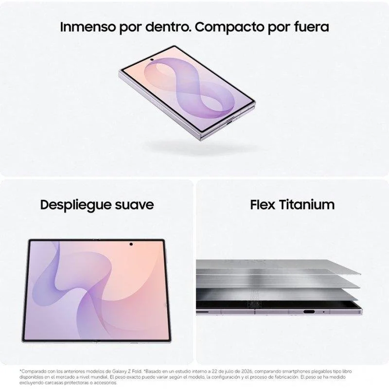 Detalle de Samsung Galaxy Z Fold8 5G 12GB/256GB, 7.6" Lavanda: ficha de compra