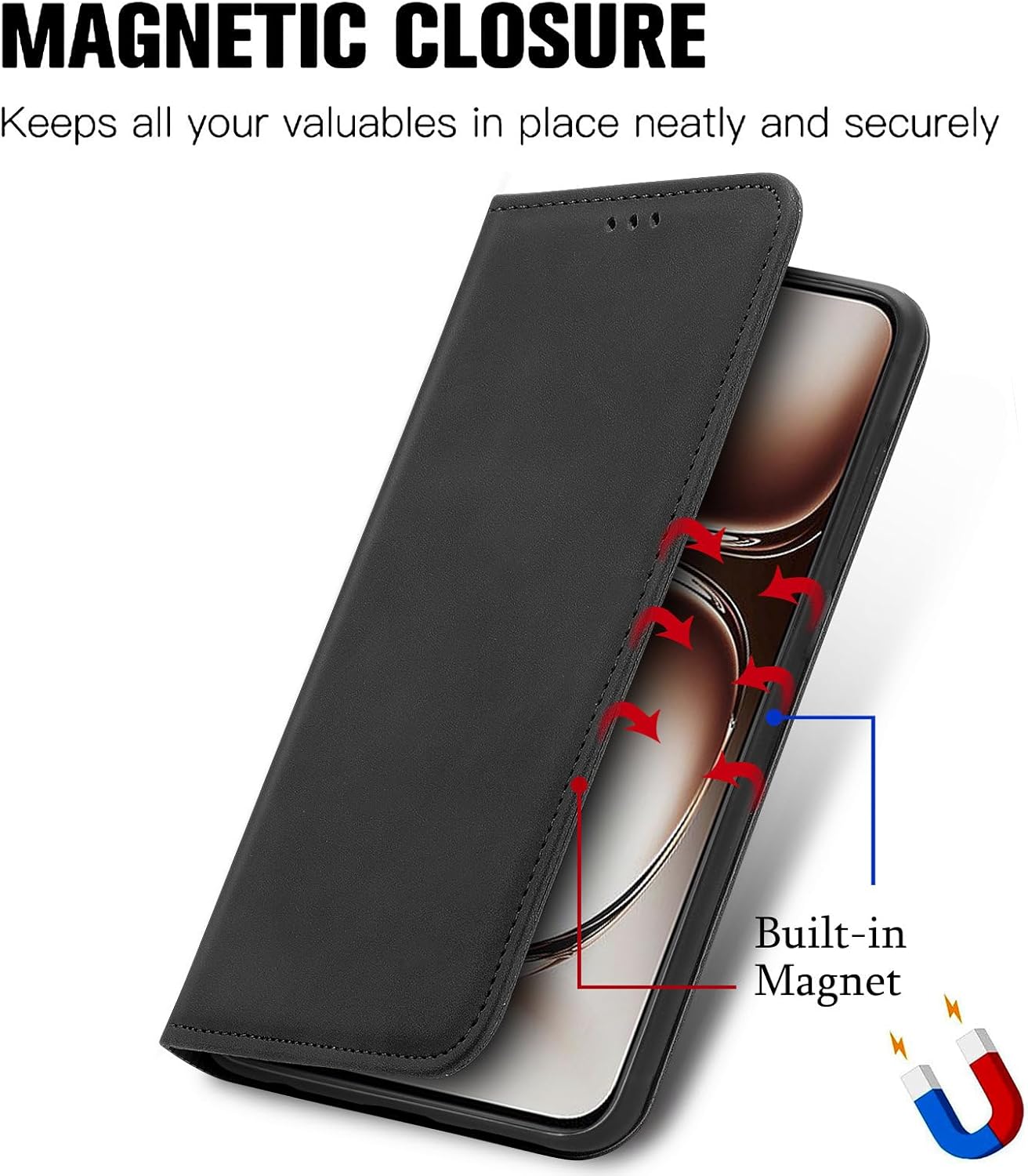 Thumbnail 1 de Cracedily Wallet Flip Case for OnePlus Nord 4 – Leather kickstand, Card Holder & Magnetic Closure